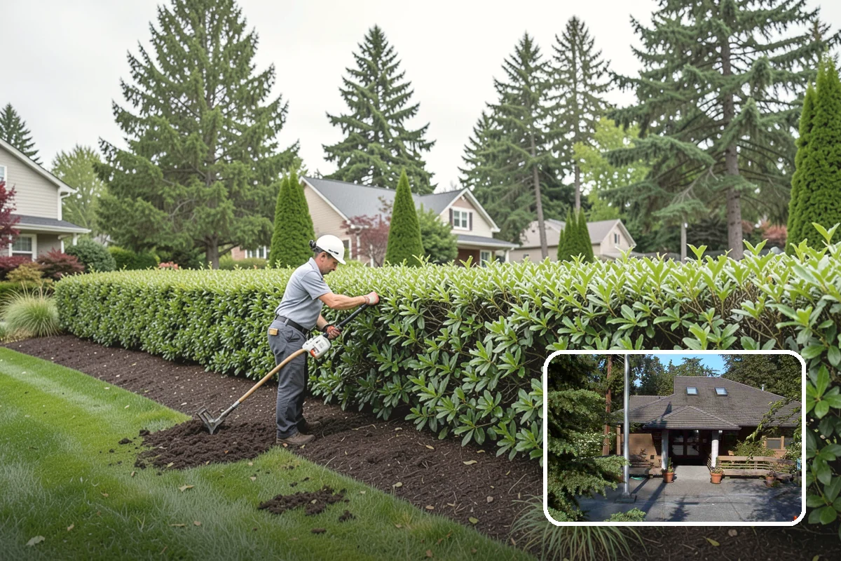 Photinia Trimming in Yarrow Point, King County, WA - Triggers the signature vivid red new-growth flush