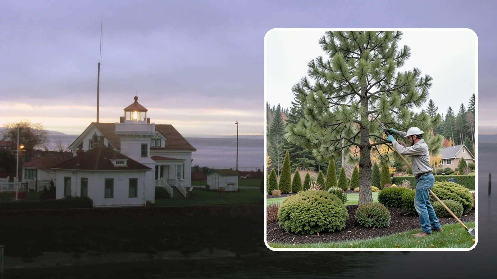 Pine Tree Pruning in Mukilteo, Snohomish County, WA - Pine pruning for health, safety, and form, using techniques suited to conifers.