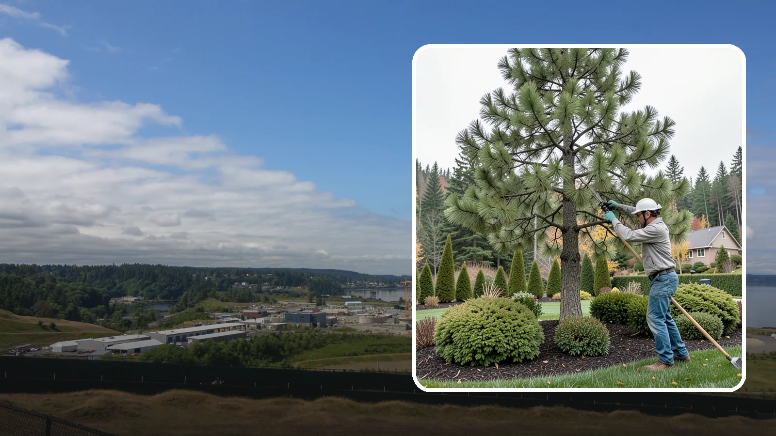 Pine Tree Pruning in University Place, Pierce County, WA - Pine pruning for health, safety, and form, using techniques suited to conifers.