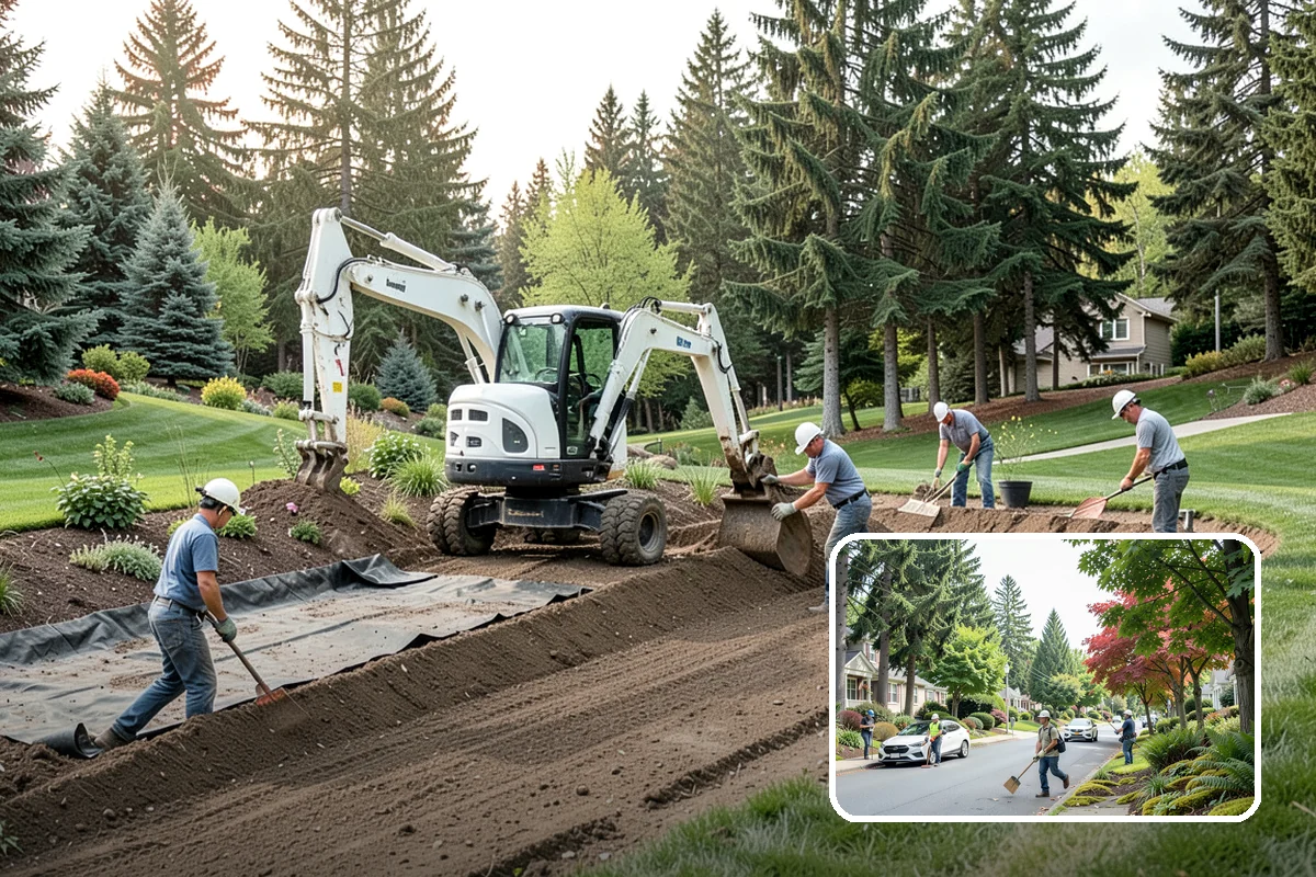 Playground Mulch Installation in Beaux Arts Village, King County, WA - Cushions falls under play equipment to reduce injury risk