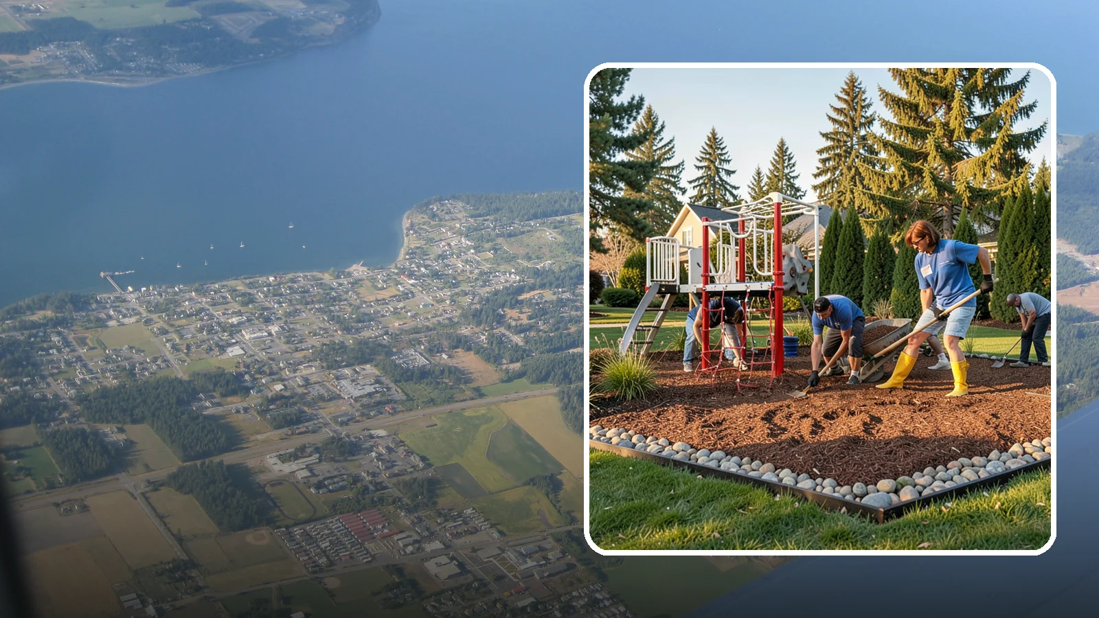 Playground Mulch Installation in Coupeville, Island County, WA - We install certified engineered wood fiber playground mulch that cushions falls and meets safety standards for play areas.
