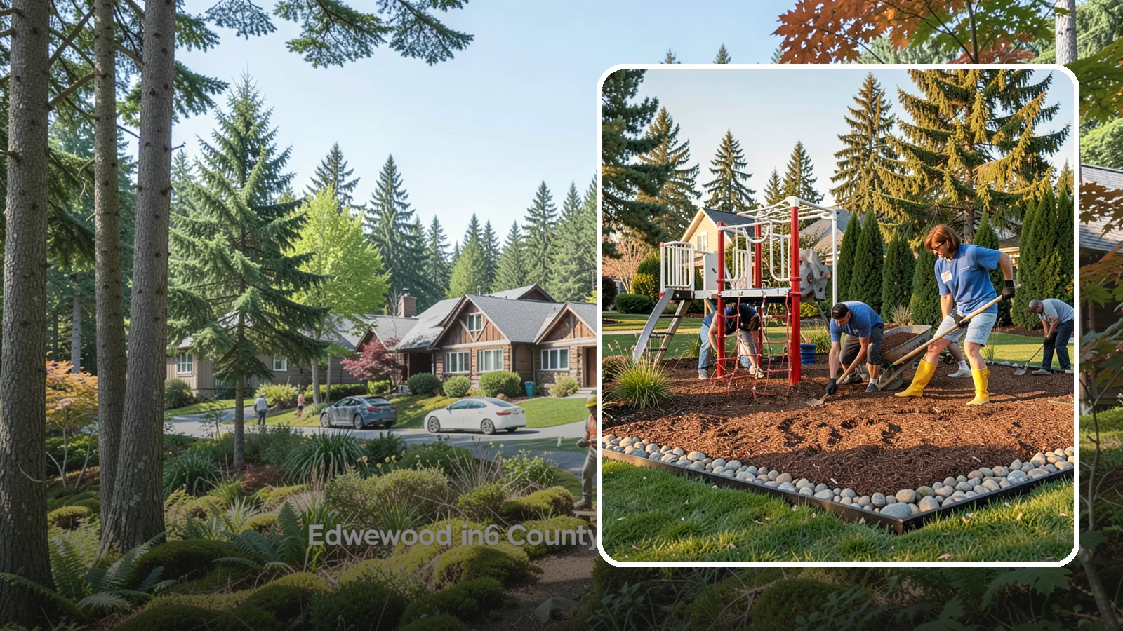 Playground Mulch Installation in Edgewood, Pierce County, WA - We install certified engineered wood fiber playground mulch that cushions falls and meets safety standards for play areas.