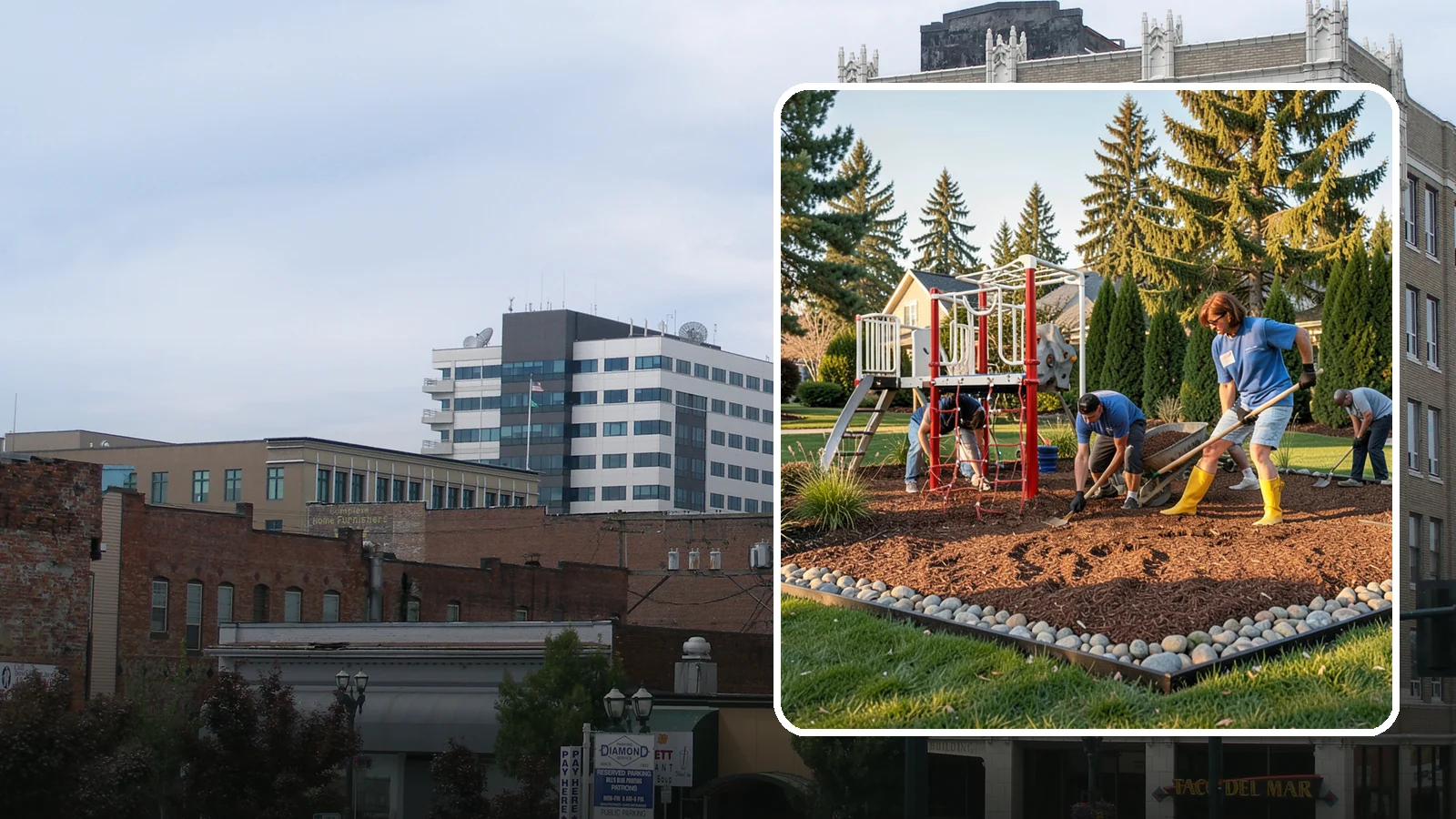 Playground Mulch Installation in Everett, Snohomish County, WA - We install certified engineered wood fiber playground mulch that cushions falls and meets safety standards for play areas.