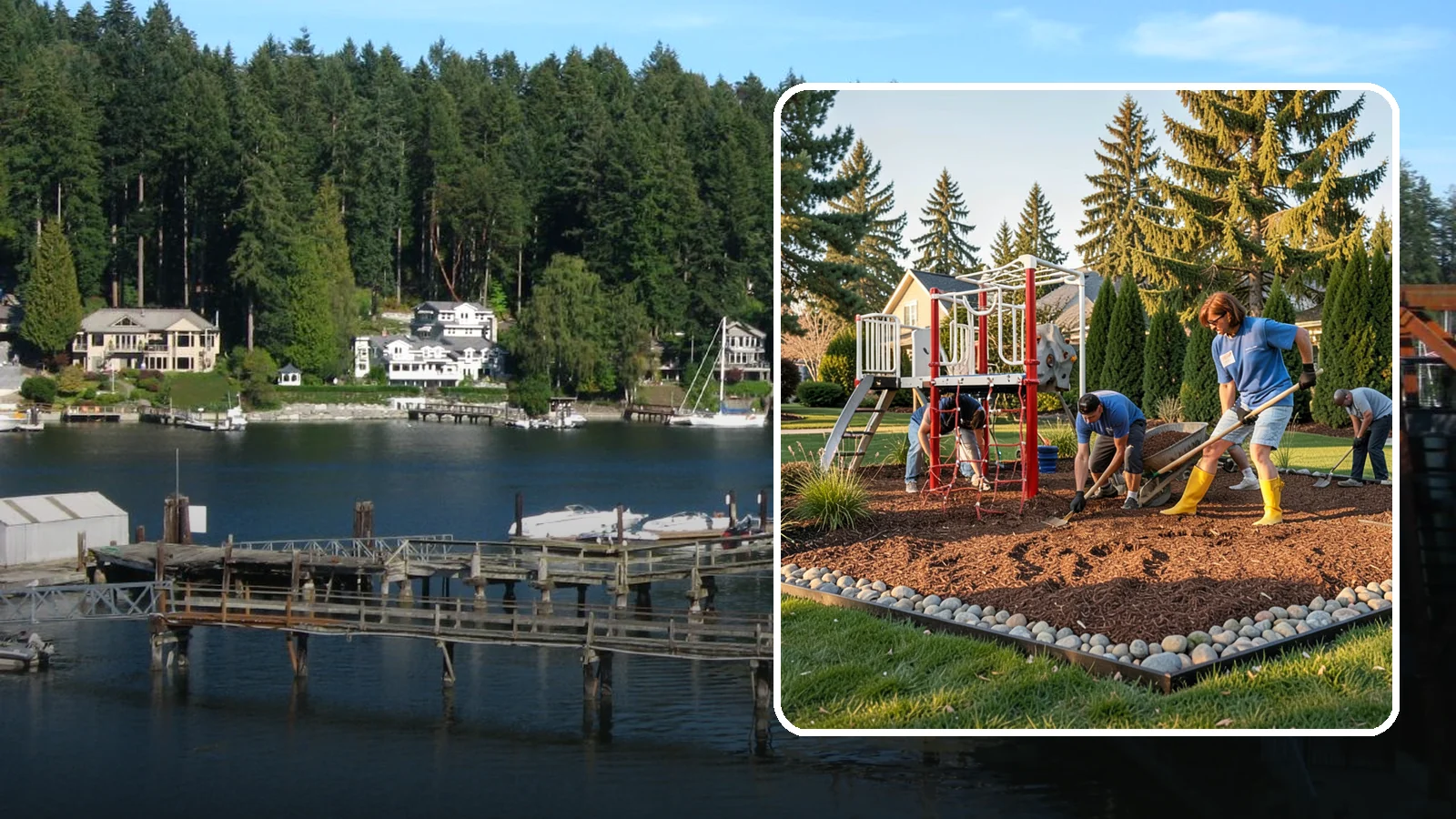 Playground Mulch Installation in Gig Harbor, Pierce County, WA - We install certified engineered wood fiber playground mulch that cushions falls and meets safety standards for play areas.