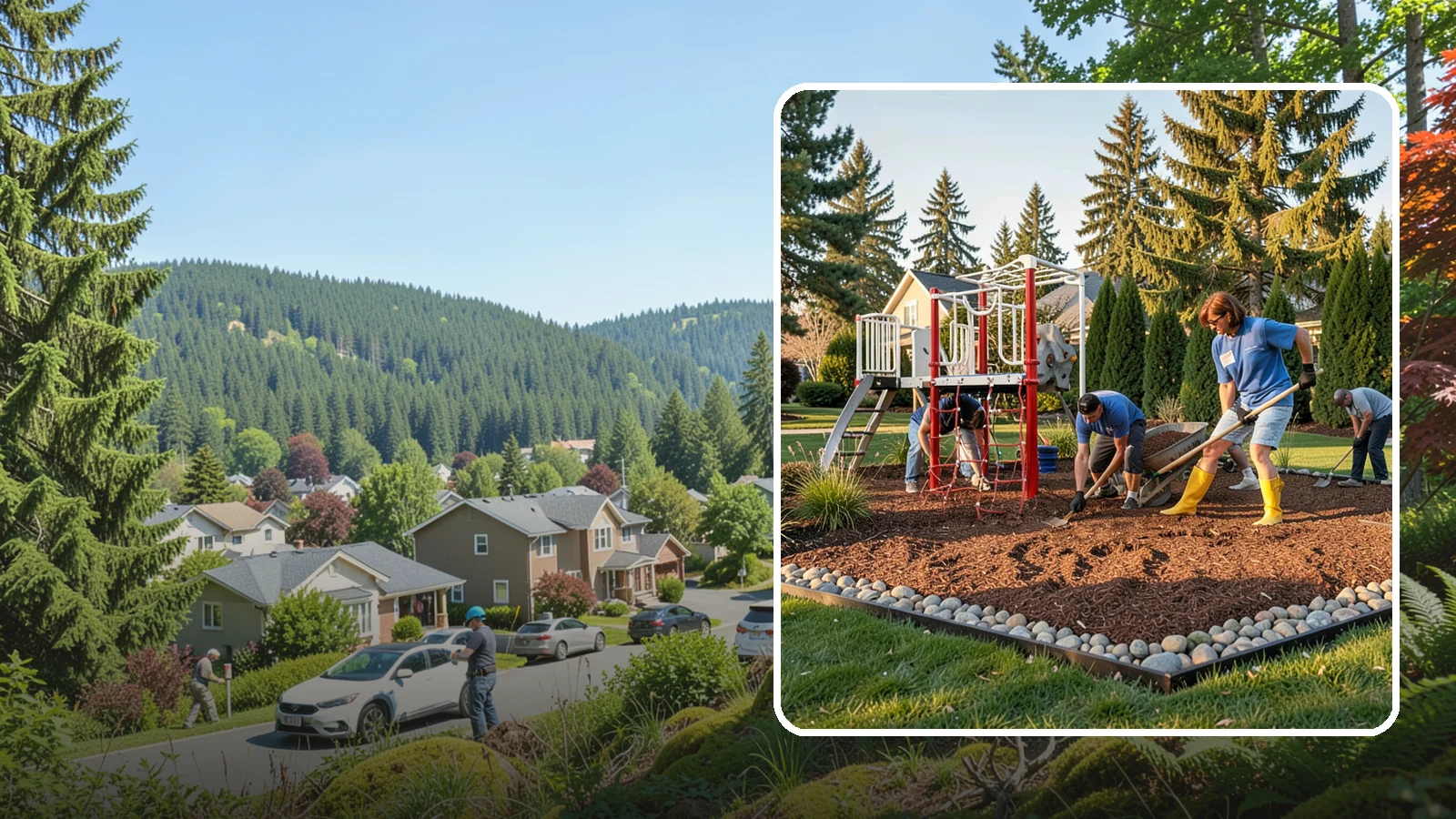Playground Mulch Installation in Index, Snohomish County, WA - We install certified engineered wood fiber playground mulch that cushions falls and meets safety standards for play areas.