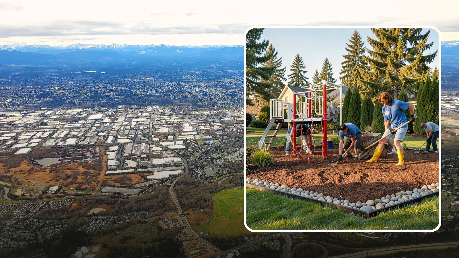 Playground Mulch Installation in Kent, King County, WA - We install certified engineered wood fiber playground mulch that cushions falls and meets safety standards for play areas.