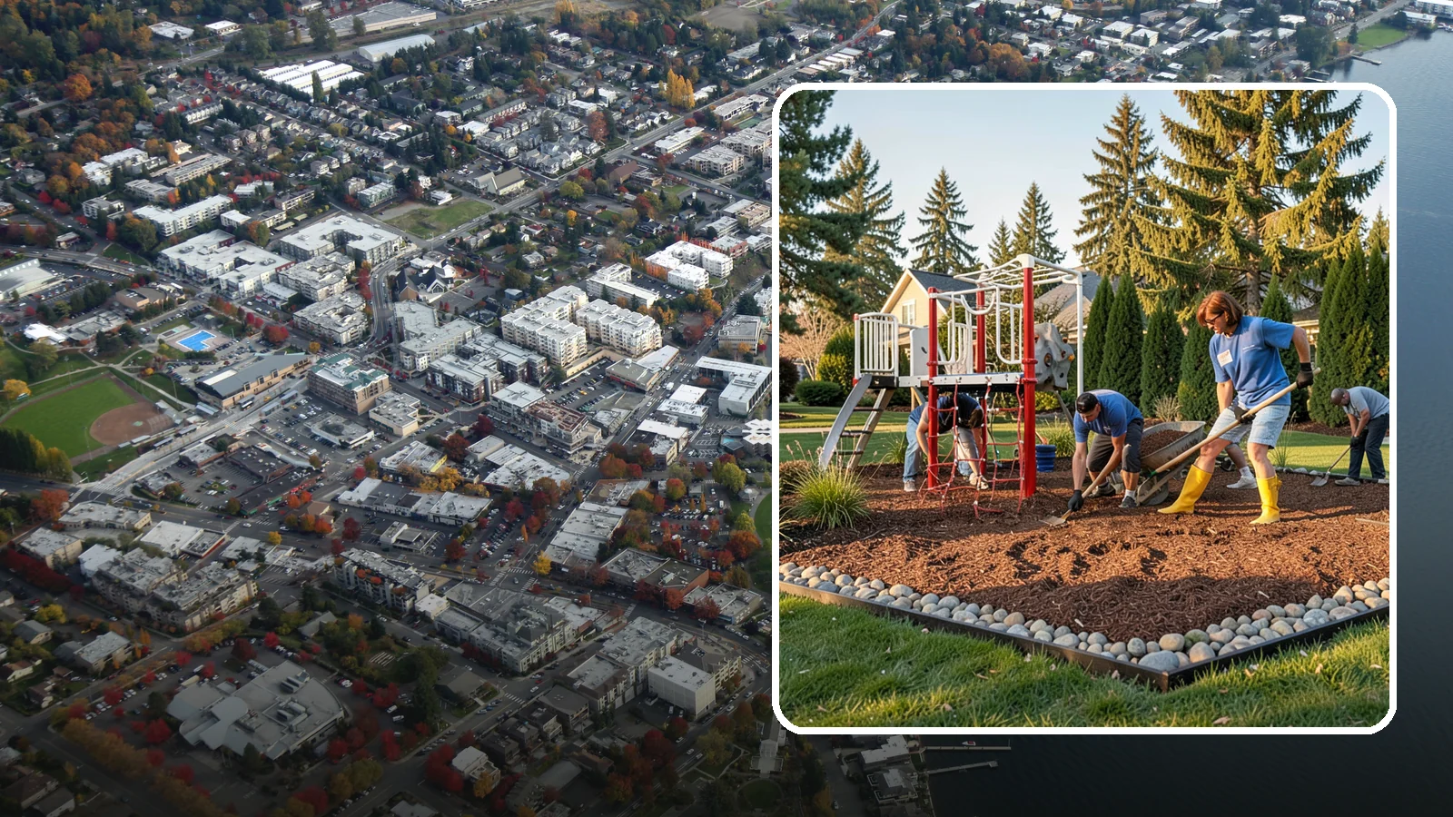 Playground Mulch Installation in Kirkland, King County, WA - We install certified engineered wood fiber playground mulch that cushions falls and meets safety standards for play areas.