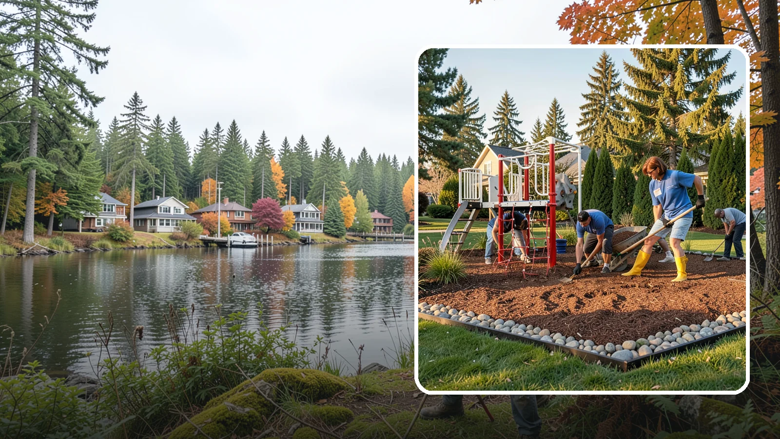 Playground Mulch Installation in La Conner, Skagit County, WA - We install certified engineered wood fiber playground mulch that cushions falls and meets safety standards for play areas.