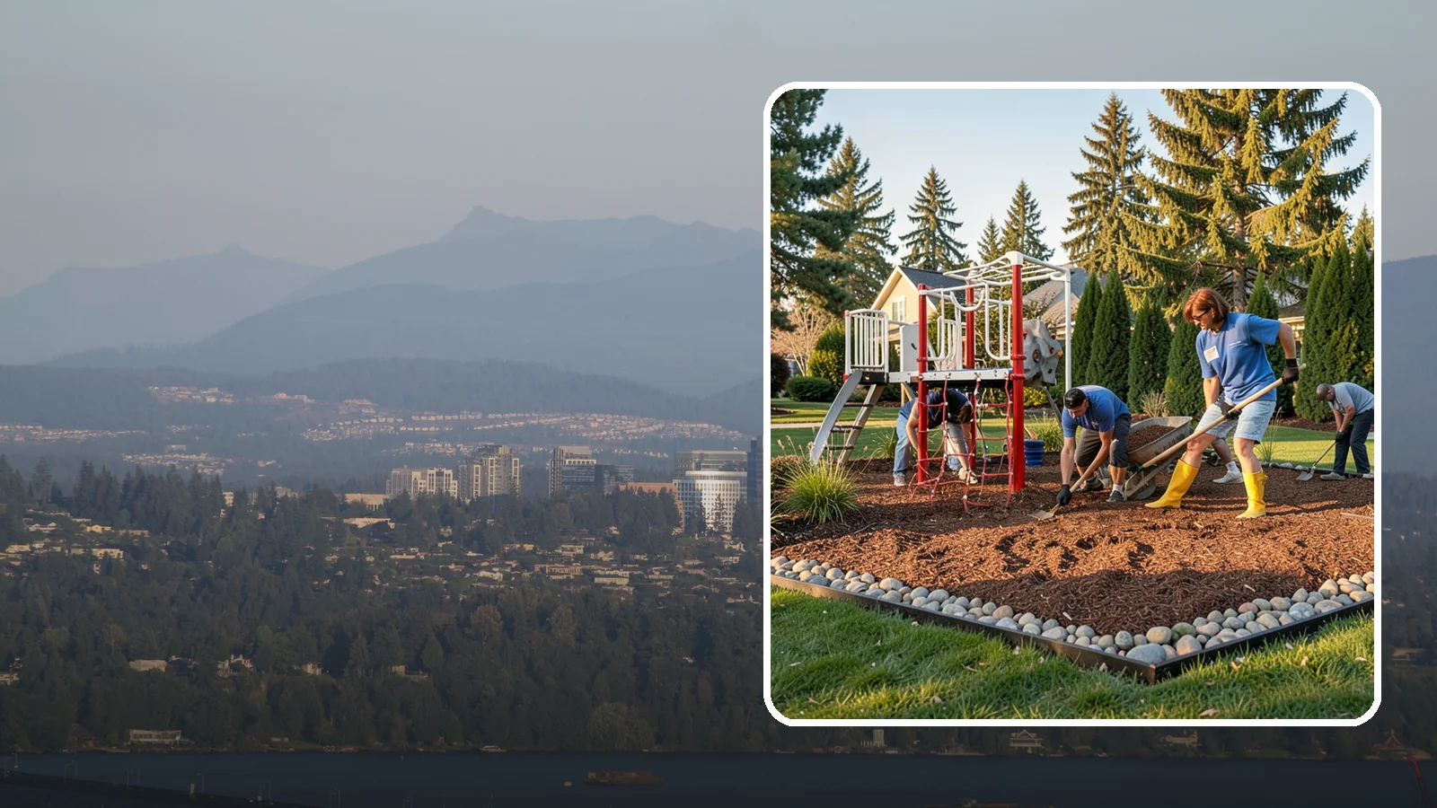 Playground Mulch Installation in Medina, King County, WA - We install certified engineered wood fiber playground mulch that cushions falls and meets safety standards for play areas.