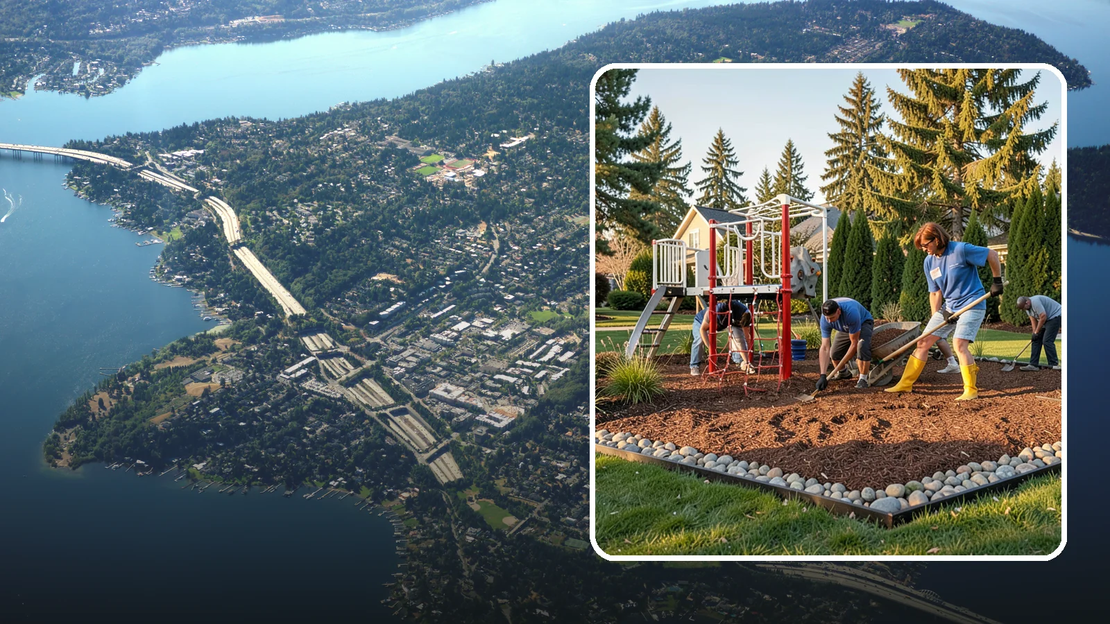 Playground Mulch Installation in Mercer Island, King County, WA - We install certified engineered wood fiber playground mulch that cushions falls and meets safety standards for play areas.