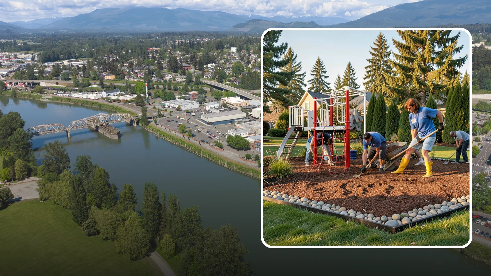 Playground Mulch Installation in Mount Vernon, Skagit County, WA - We install certified engineered wood fiber playground mulch that cushions falls and meets safety standards for play areas.