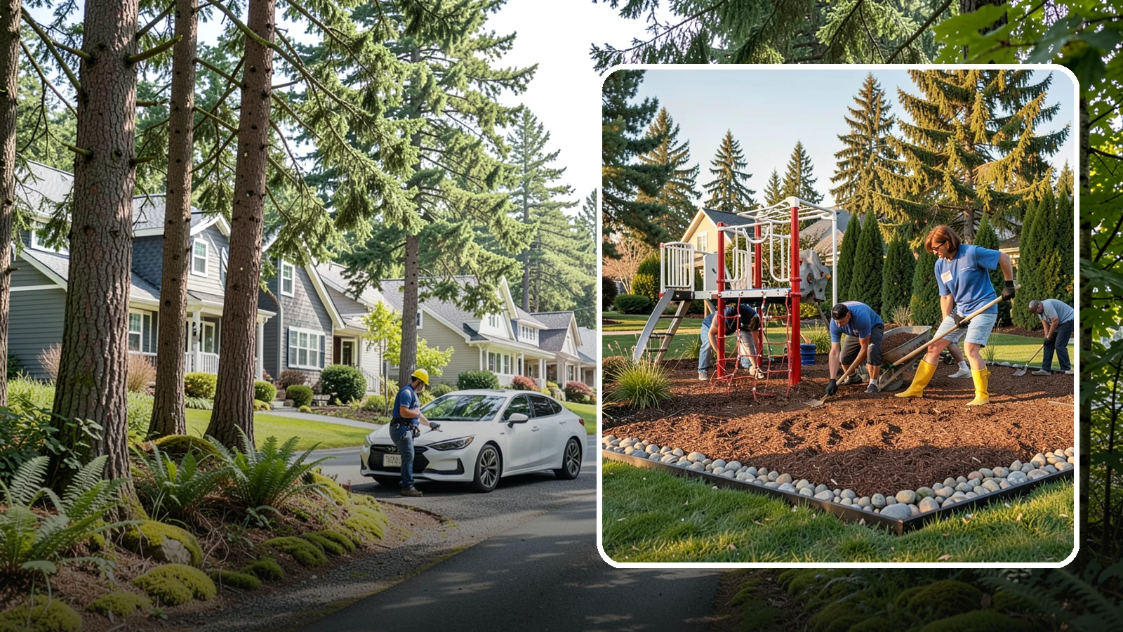 Playground Mulch Installation in Normandy Park, King County, WA - We install certified engineered wood fiber playground mulch that cushions falls and meets safety standards for play areas.