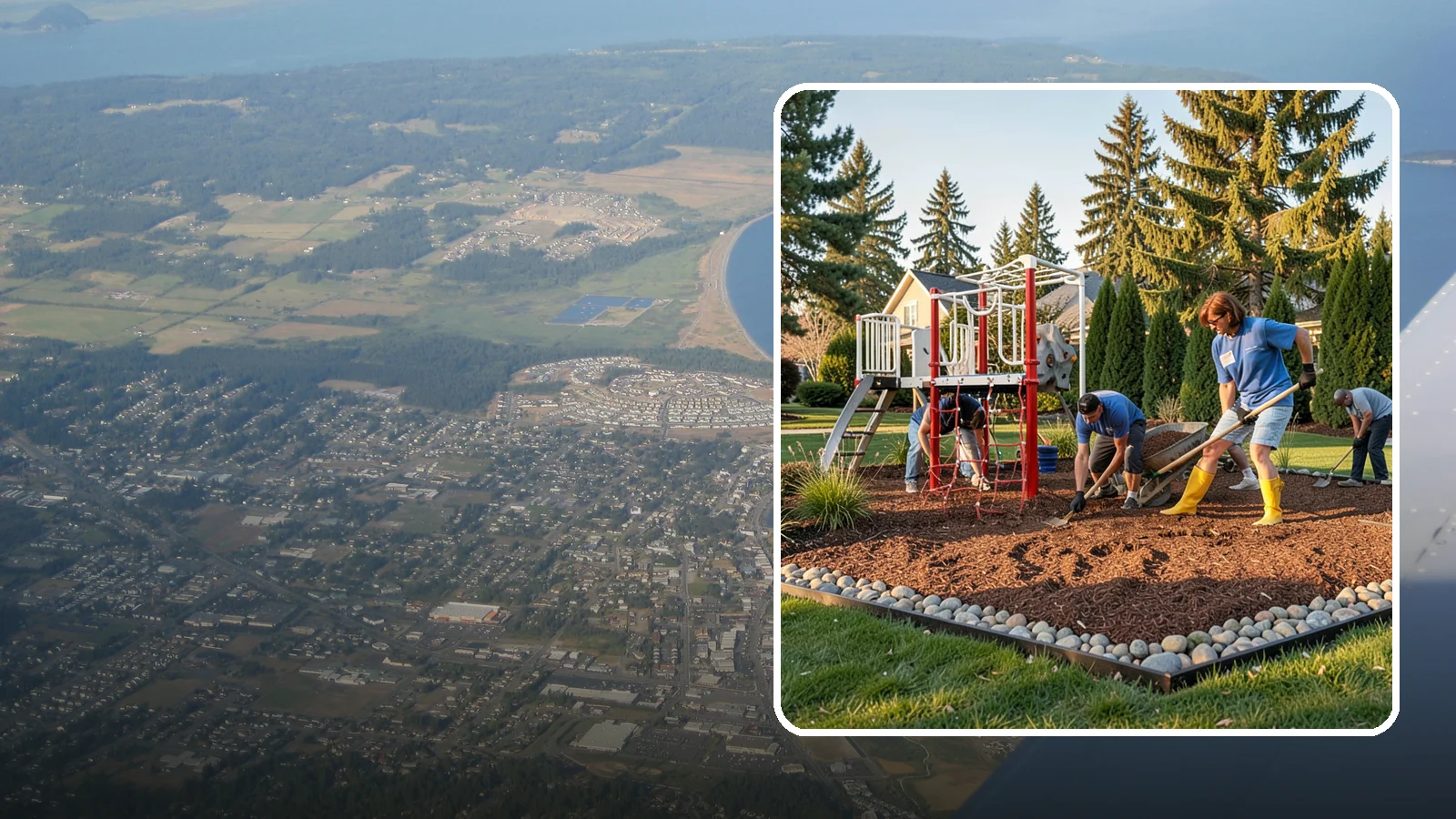 Playground Mulch Installation in Oak Harbor, Island County, WA - We install certified engineered wood fiber playground mulch that cushions falls and meets safety standards for play areas.