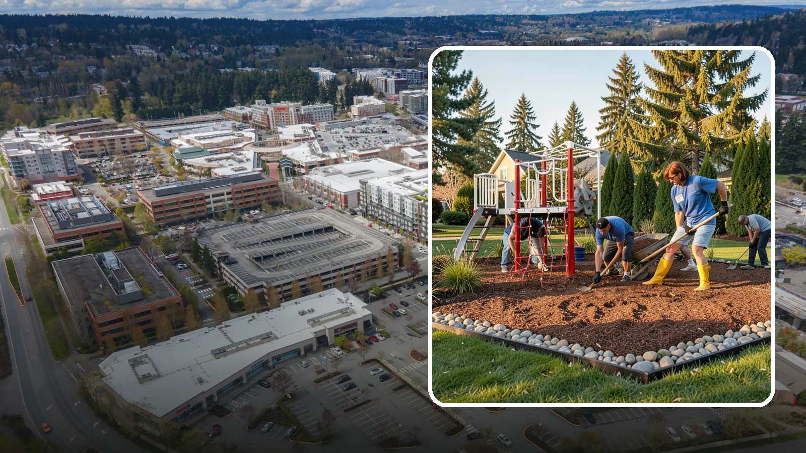 Playground Mulch Installation in Redmond, King County, WA - We install certified engineered wood fiber playground mulch that cushions falls and meets safety standards for play areas.