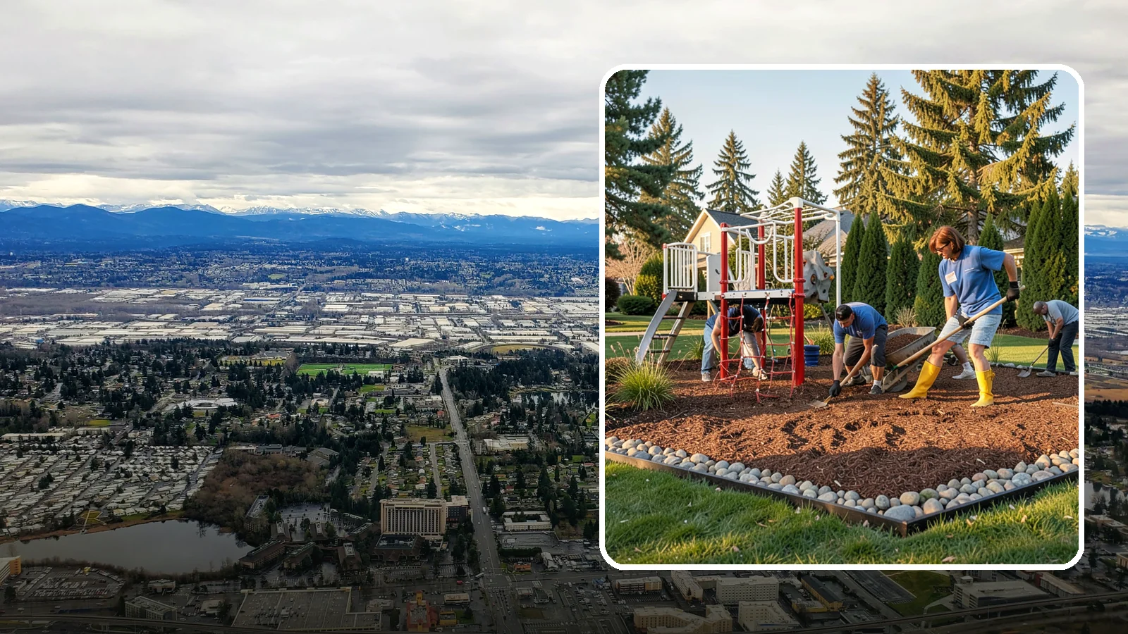 Playground Mulch Installation in SeaTac, King County, WA - We install certified engineered wood fiber playground mulch that cushions falls and meets safety standards for play areas.