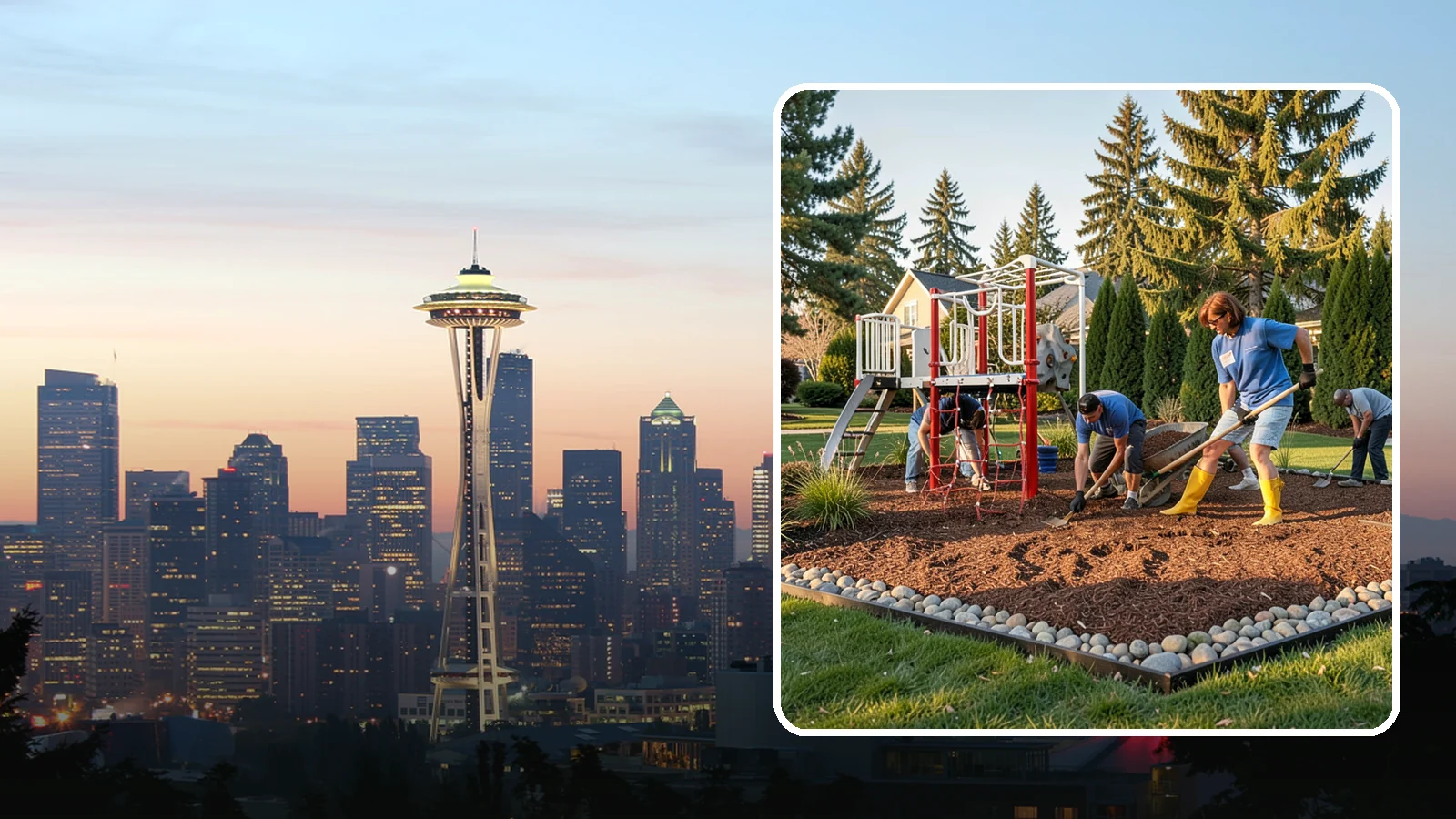 Playground Mulch Installation in Seattle, King County, WA - We install certified engineered wood fiber playground mulch that cushions falls and meets safety standards for play areas.