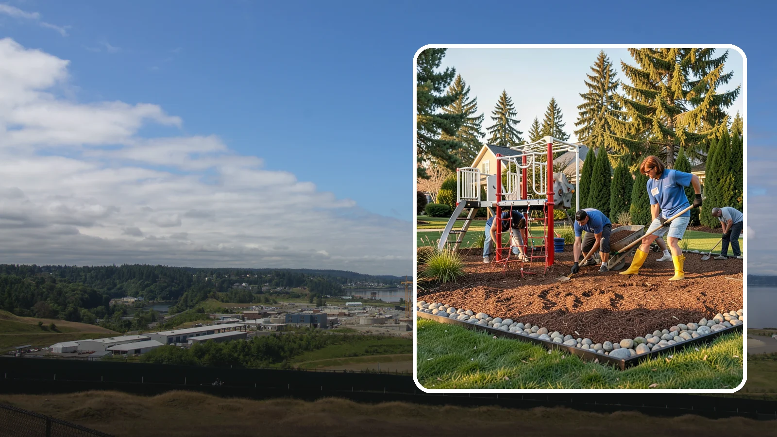 Playground Mulch Installation in University Place, Pierce County, WA - We install certified engineered wood fiber playground mulch that cushions falls and meets safety standards for play areas.