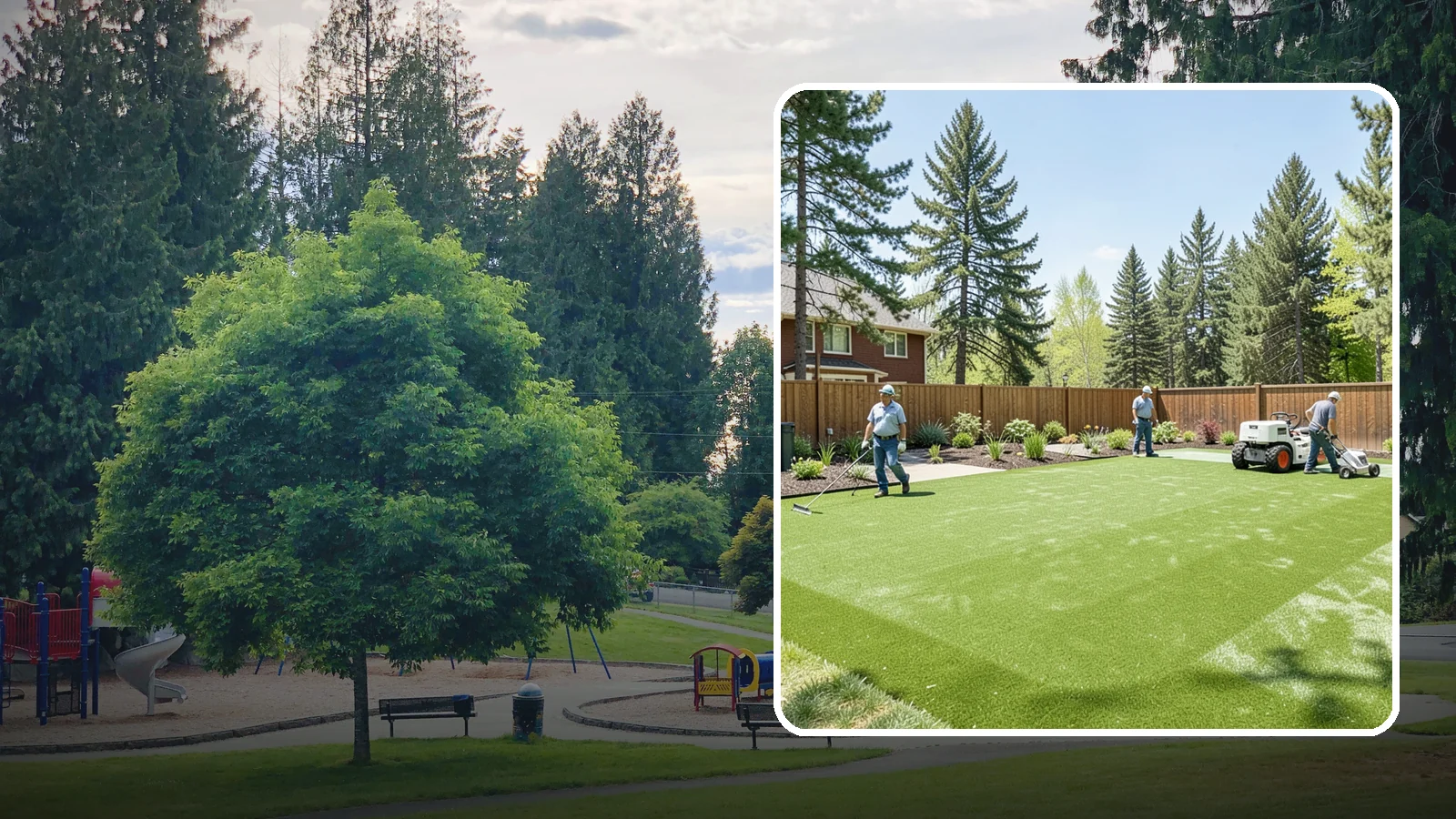 Playground Turf Installation in Bonney Lake, Pierce County, WA - Safe, cushioned playground turf with impact padding for a soft, clean, all-weather play surface.
