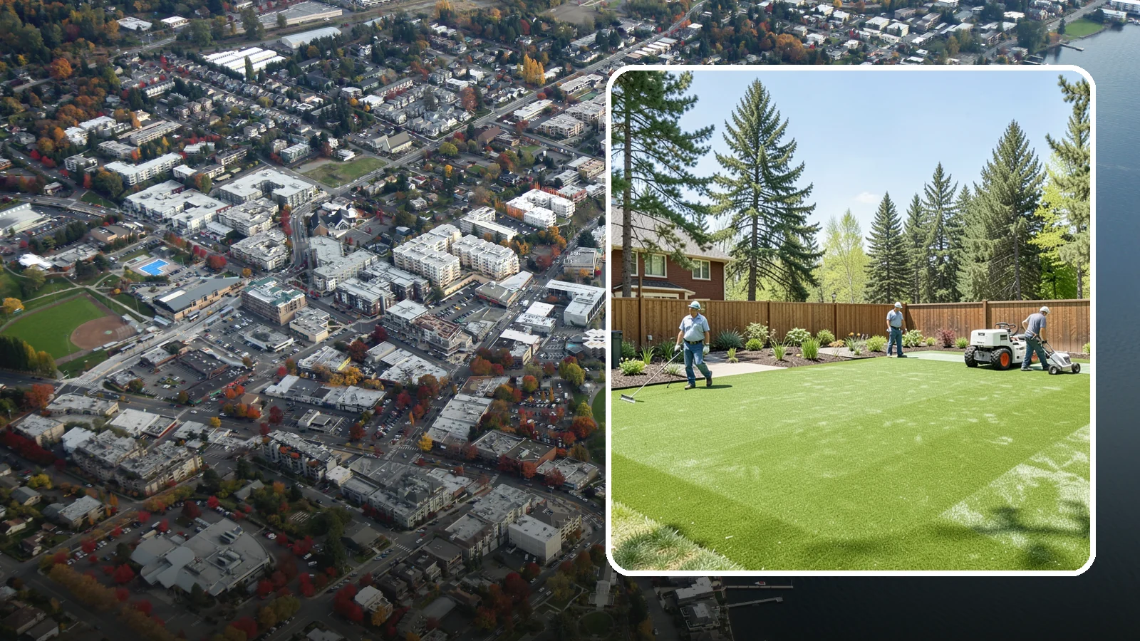 Playground Turf Installation in Kirkland, King County, WA - Safe, cushioned playground turf with impact padding for a soft, clean, all-weather play surface.