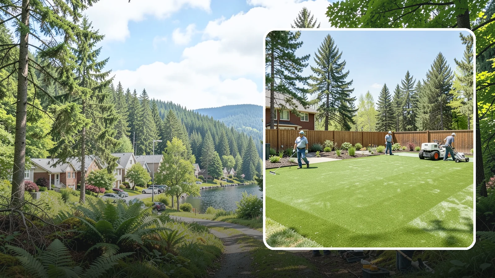 Playground Turf Installation in Lake Forest Park, King County, WA - Safe, cushioned playground turf with impact padding for a soft, clean, all-weather play surface.