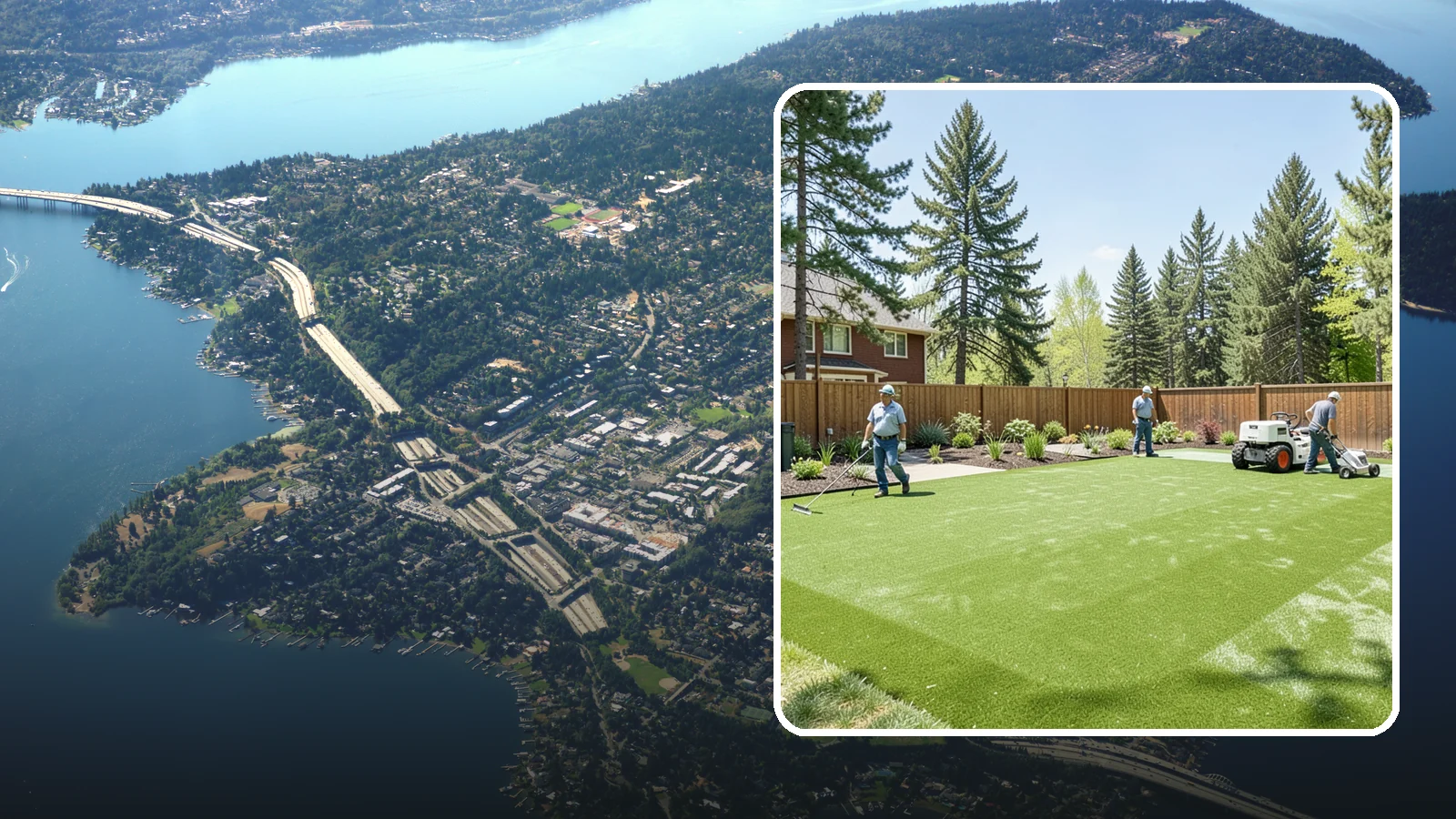 Playground Turf Installation in Mercer Island, King County, WA - Safe, cushioned playground turf with impact padding for a soft, clean, all-weather play surface.
