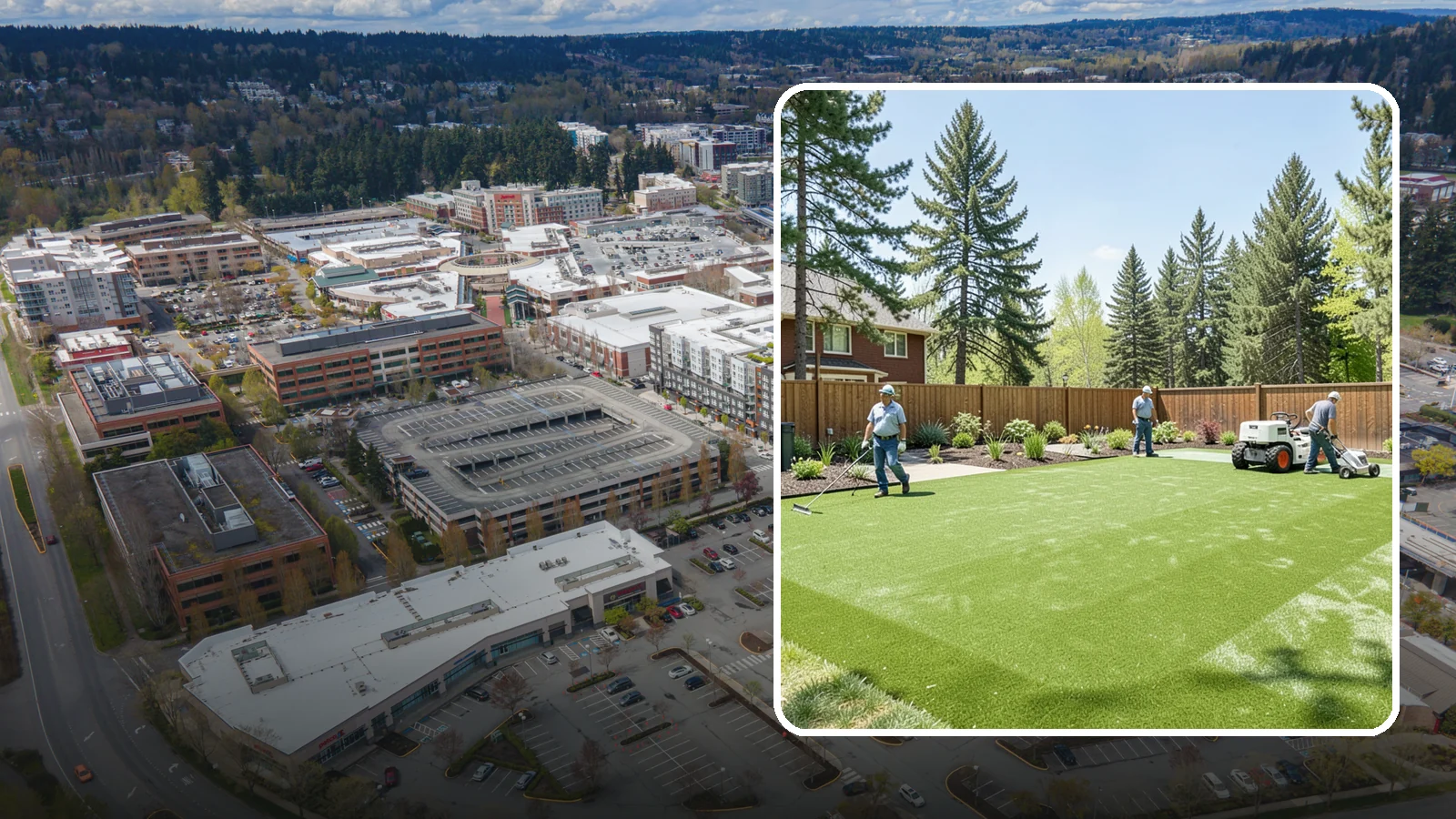 Playground Turf Installation in Redmond, King County, WA - Safe, cushioned playground turf with impact padding for a soft, clean, all-weather play surface.