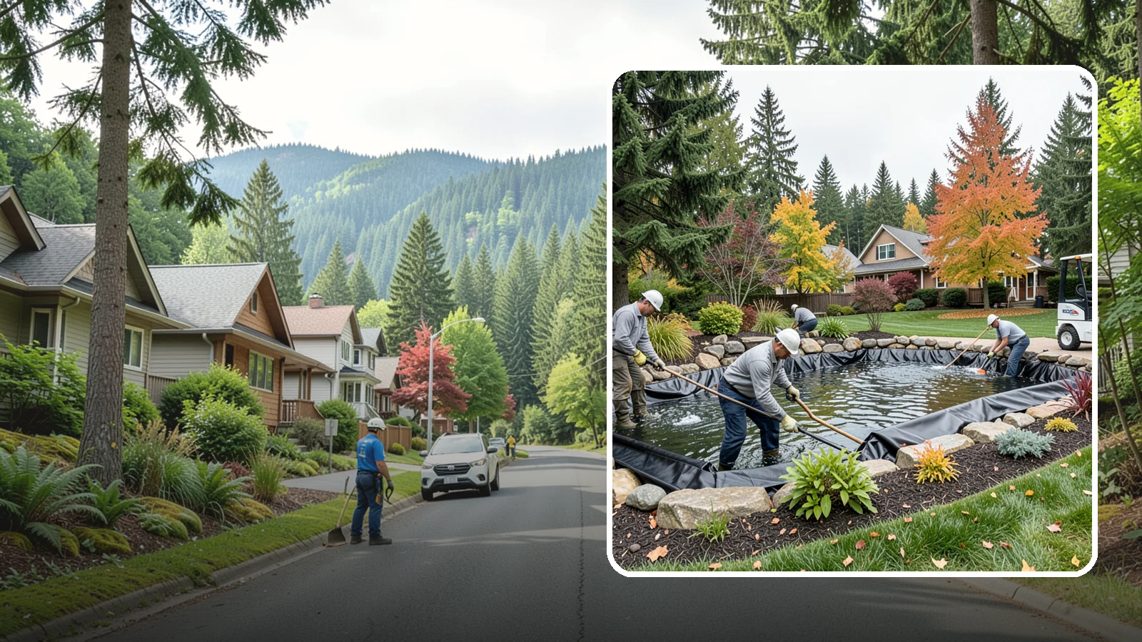 Pond Liner Replacement in Darrington, Snohomish County, WA - We remove failed pond liners and install new, properly sized liners for a watertight, long-lasting feature.