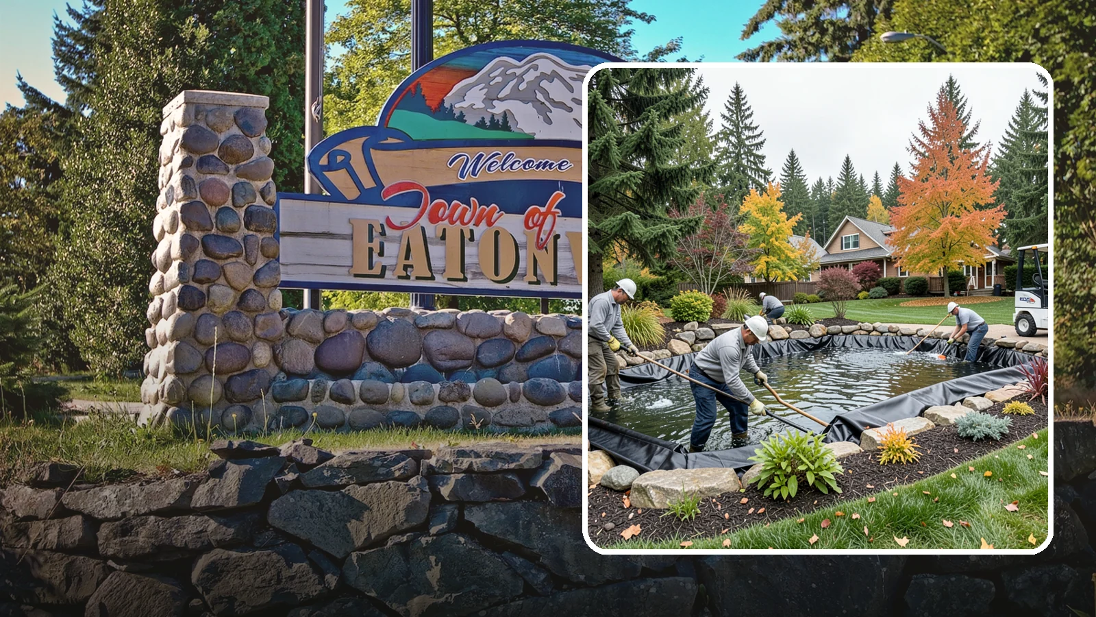 Pond Liner Replacement in Eatonville, Pierce County, WA - We remove failed pond liners and install new, properly sized liners for a watertight, long-lasting feature.