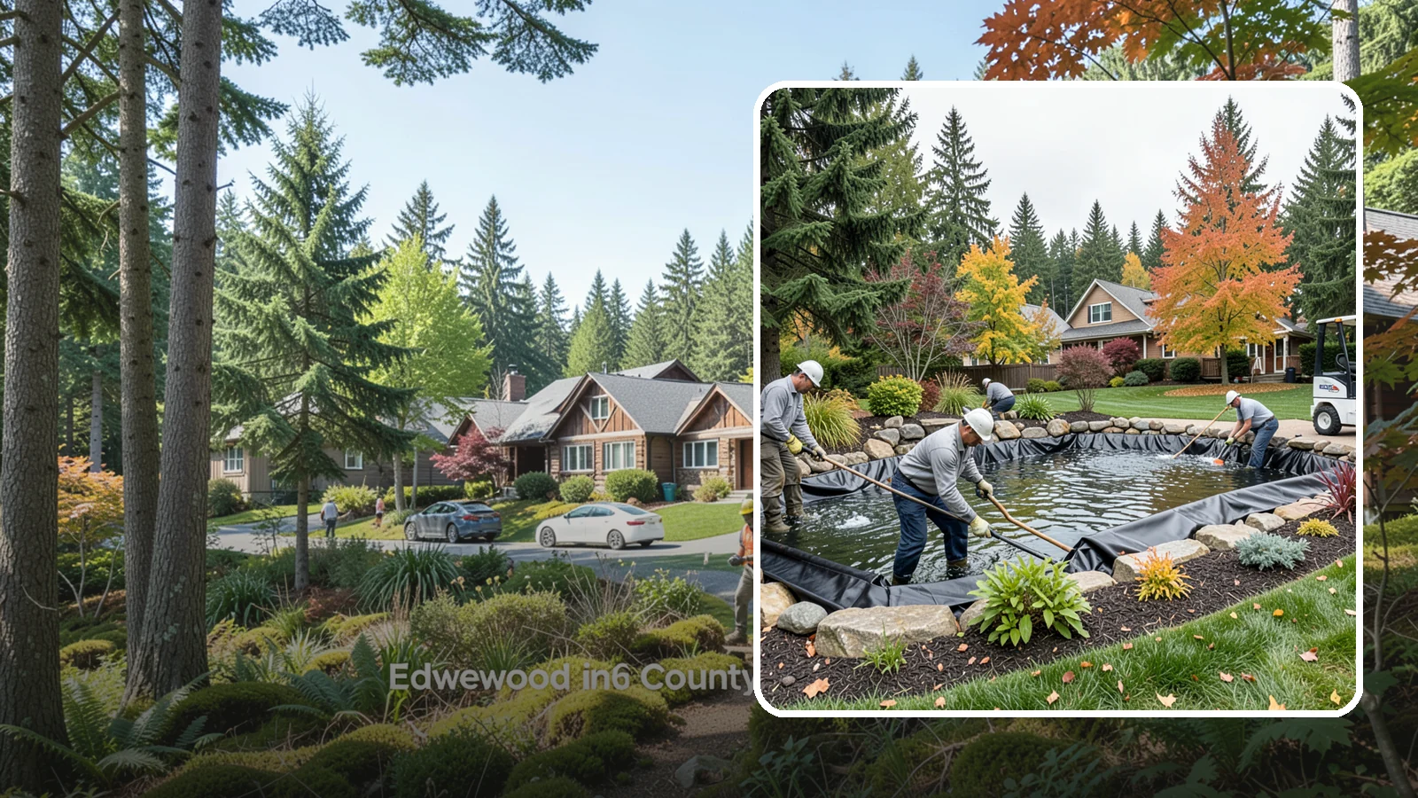 Pond Liner Replacement in Edgewood, Pierce County, WA - We remove failed pond liners and install new, properly sized liners for a watertight, long-lasting feature.