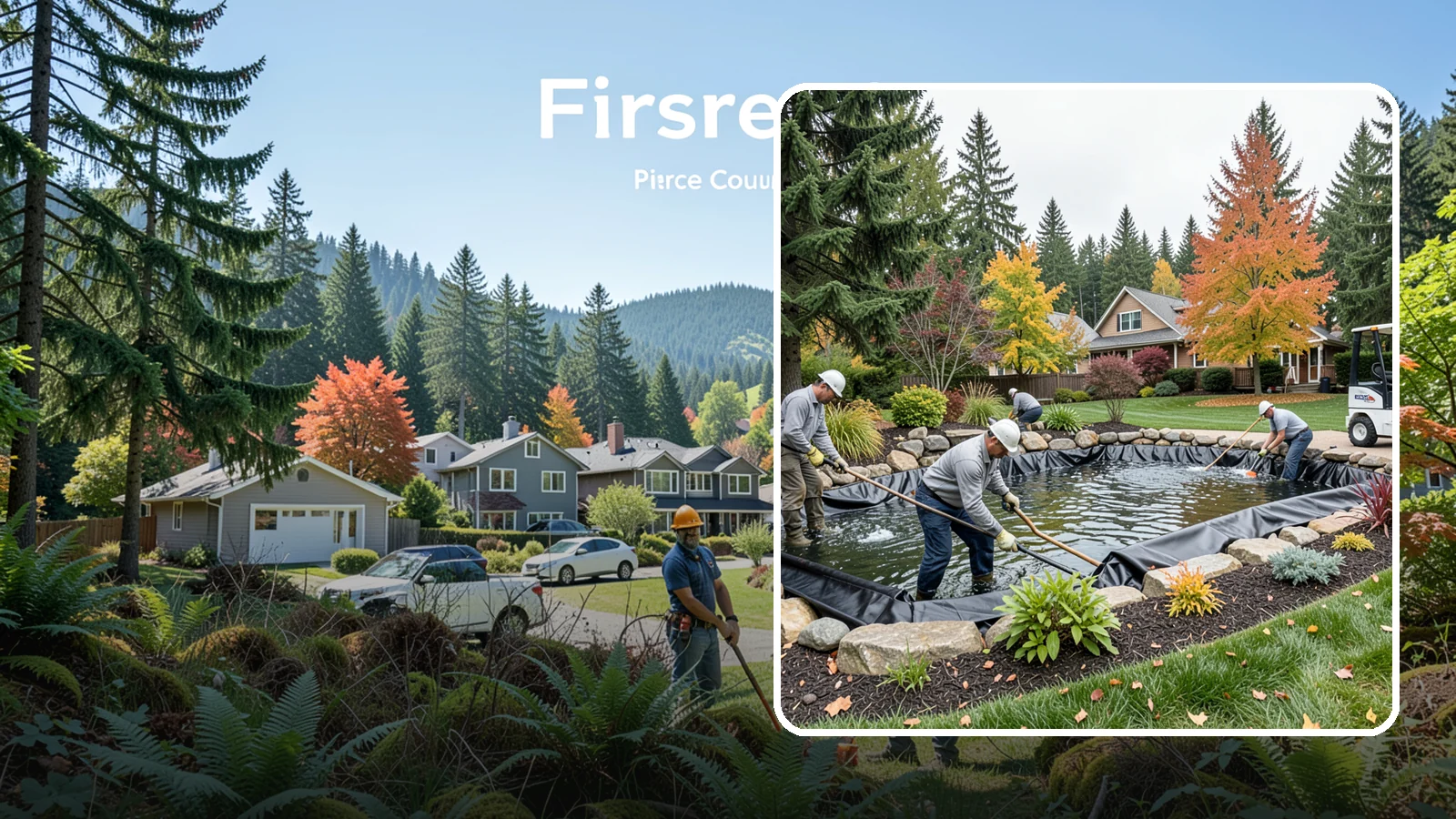 Pond Liner Replacement in Fircrest, Pierce County, WA - We remove failed pond liners and install new, properly sized liners for a watertight, long-lasting feature.