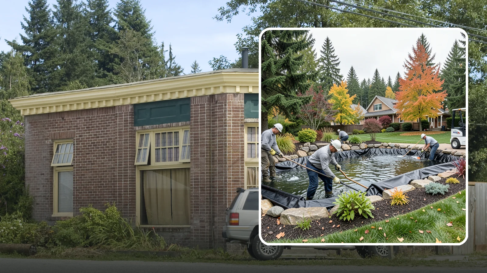 Pond Liner Replacement in Hamilton, Skagit County, WA - We remove failed pond liners and install new, properly sized liners for a watertight, long-lasting feature.