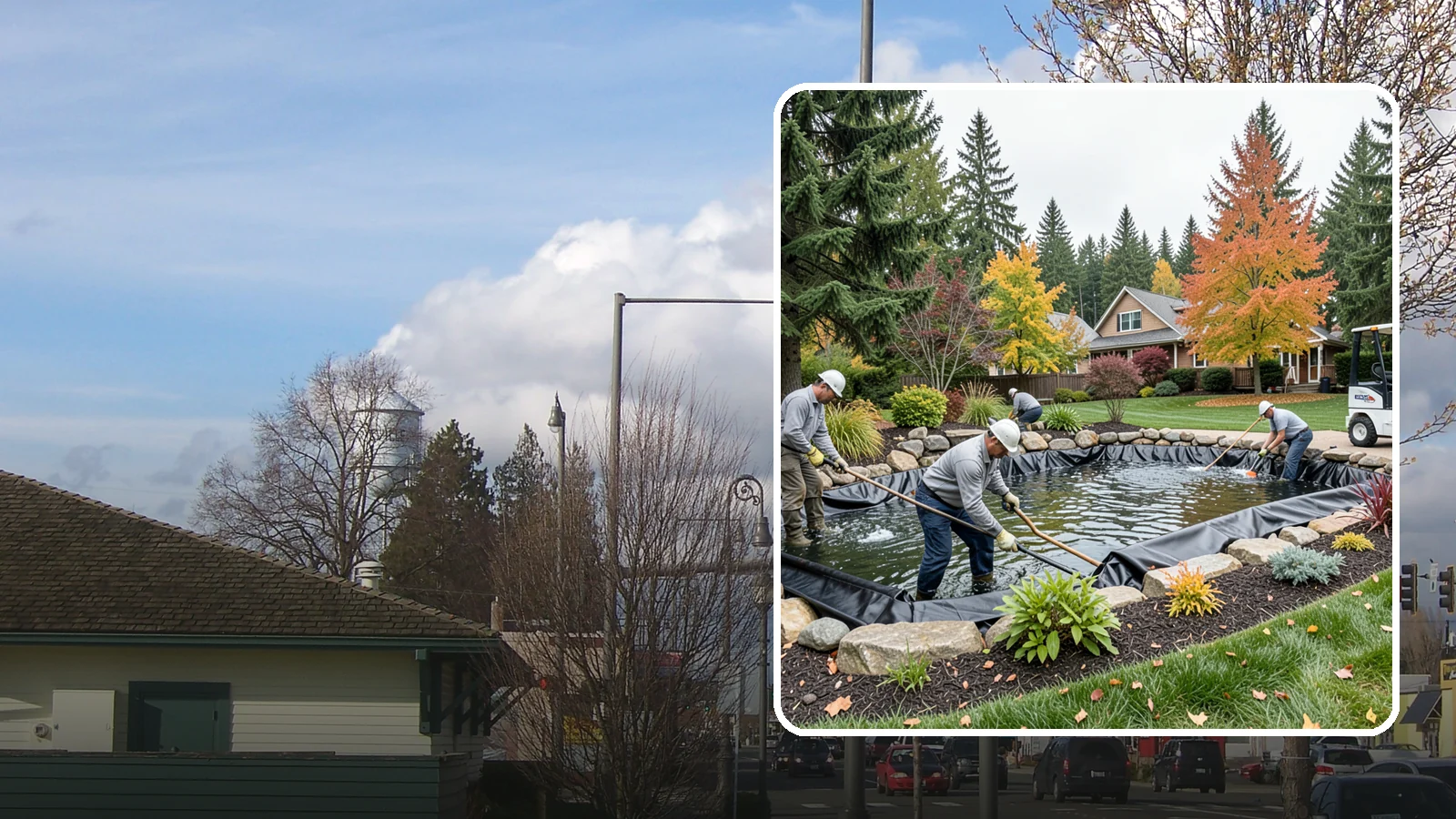 Pond Liner Replacement in Marysville, Snohomish County, WA - We remove failed pond liners and install new, properly sized liners for a watertight, long-lasting feature.