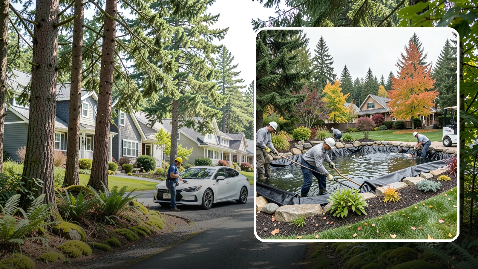 Pond Liner Replacement in Normandy Park, King County, WA - We remove failed pond liners and install new, properly sized liners for a watertight, long-lasting feature.