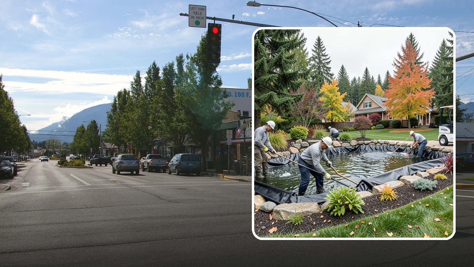 Pond Liner Replacement in North Bend, King County, WA - We remove failed pond liners and install new, properly sized liners for a watertight, long-lasting feature.