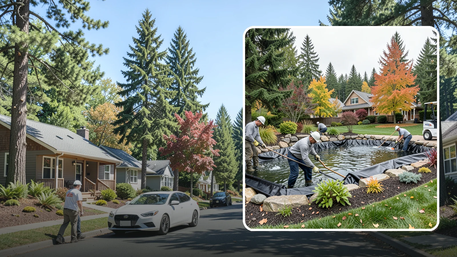 Pond Liner Replacement in Orting, Pierce County, WA - We remove failed pond liners and install new, properly sized liners for a watertight, long-lasting feature.