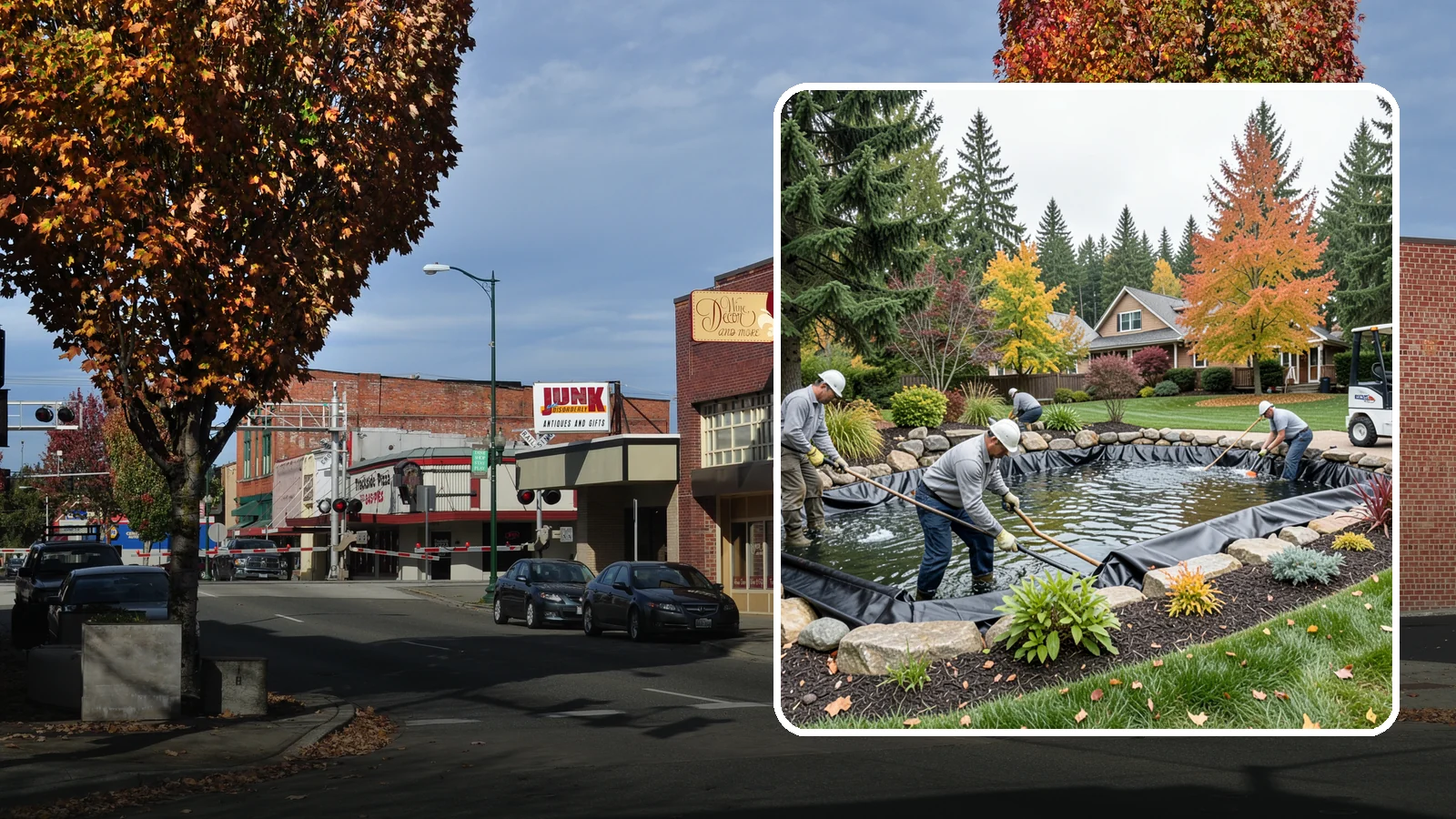 Pond Liner Replacement in Puyallup, Pierce County, WA - We remove failed pond liners and install new, properly sized liners for a watertight, long-lasting feature.