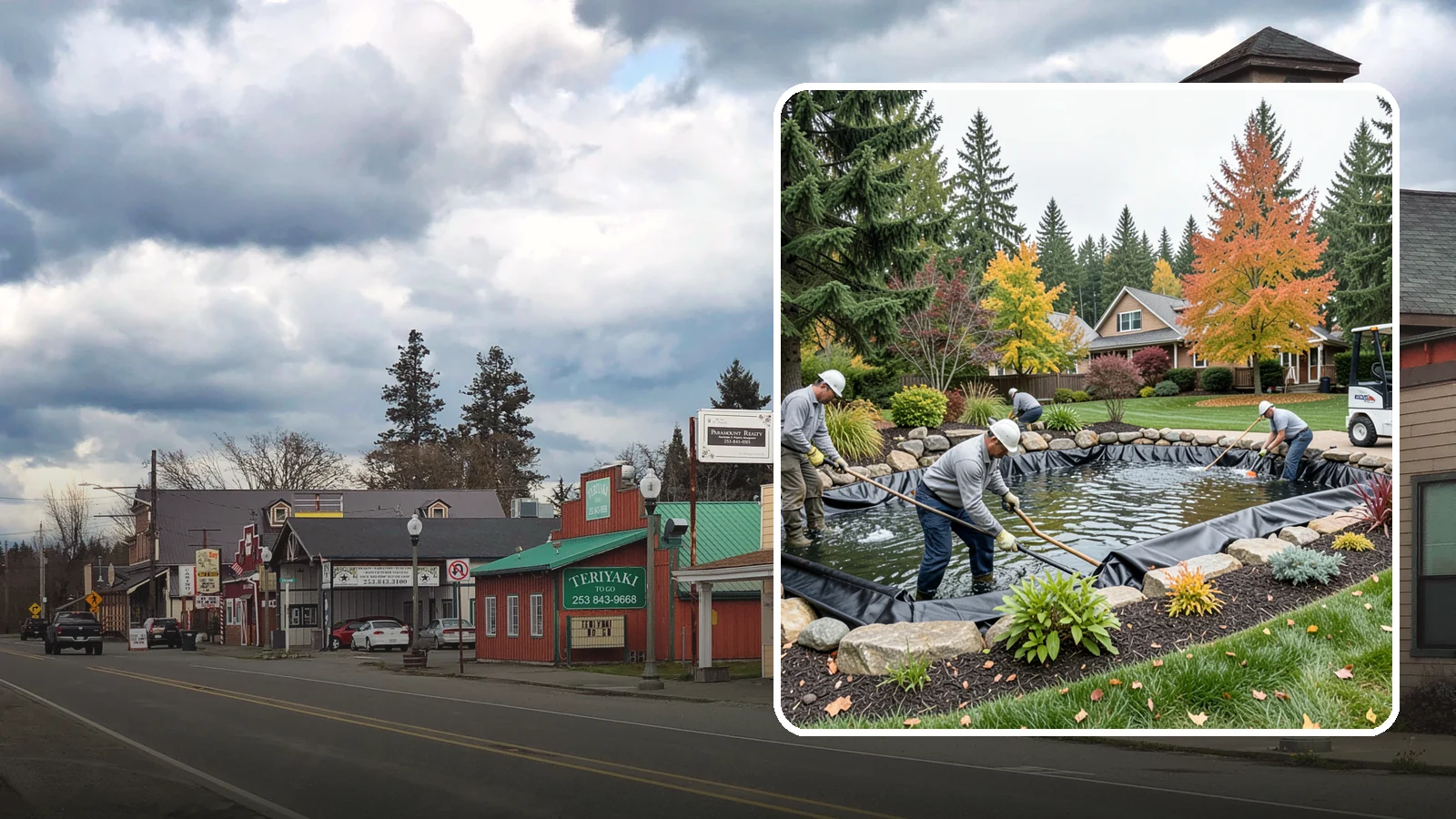 Pond Liner Replacement in Roy, Pierce County, WA - We remove failed pond liners and install new, properly sized liners for a watertight, long-lasting feature.