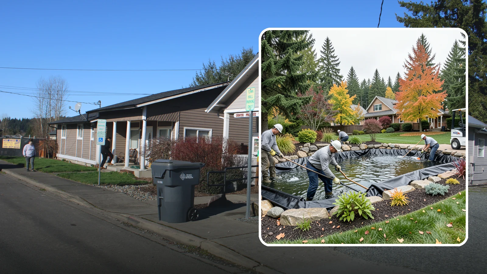 Pond Liner Replacement in South Prairie, Pierce County, WA - We remove failed pond liners and install new, properly sized liners for a watertight, long-lasting feature.