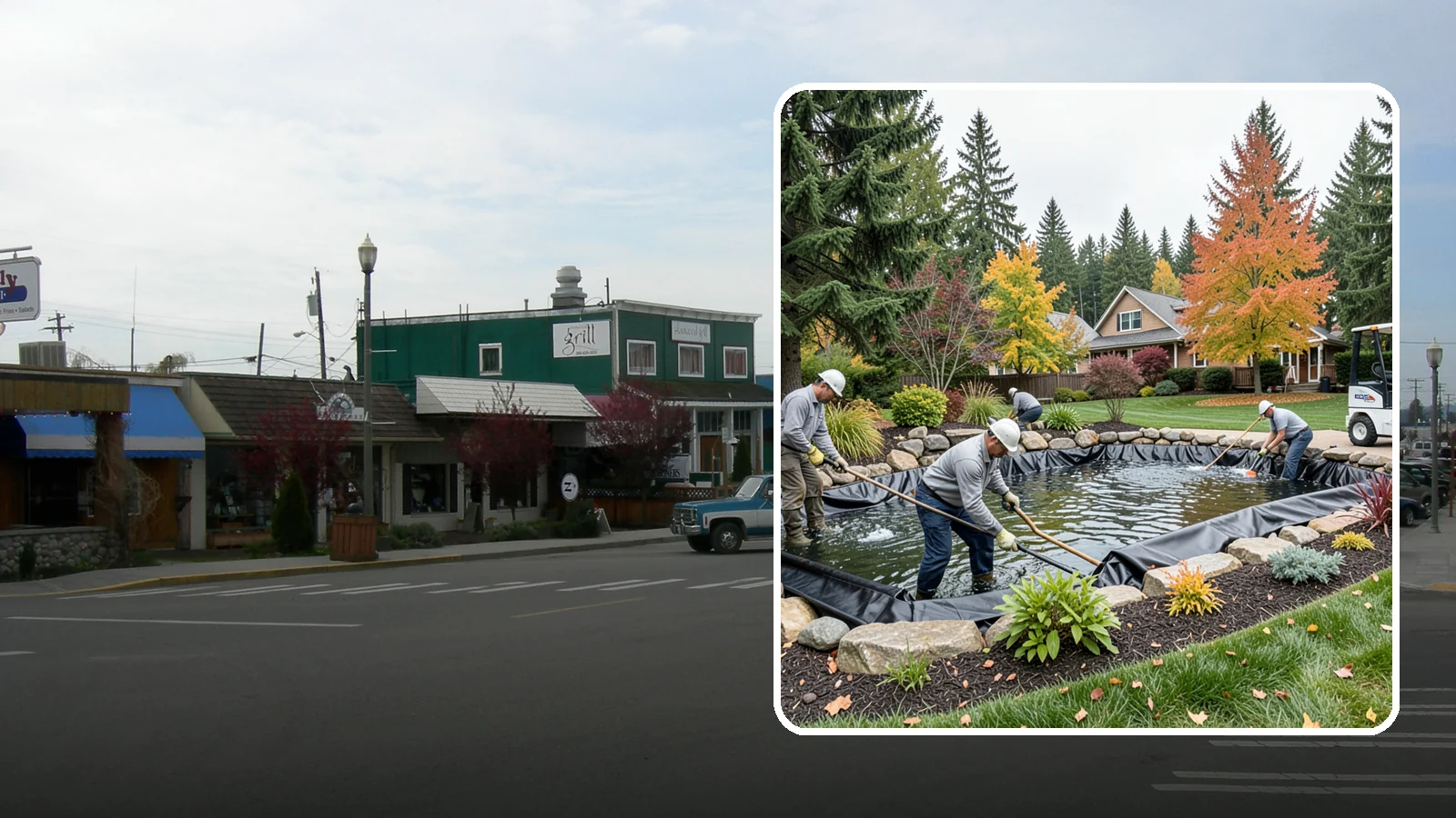 Pond Liner Replacement in Stanwood, Snohomish County, WA - We remove failed pond liners and install new, properly sized liners for a watertight, long-lasting feature.
