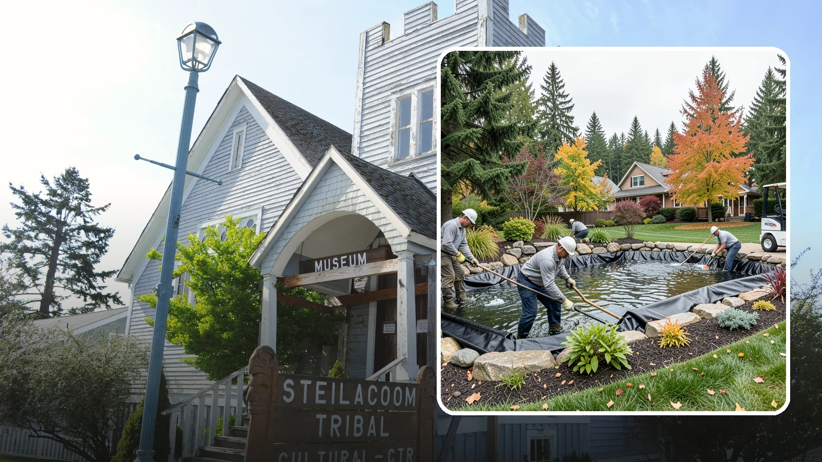 Pond Liner Replacement in Steilacoom, Pierce County, WA - We remove failed pond liners and install new, properly sized liners for a watertight, long-lasting feature.