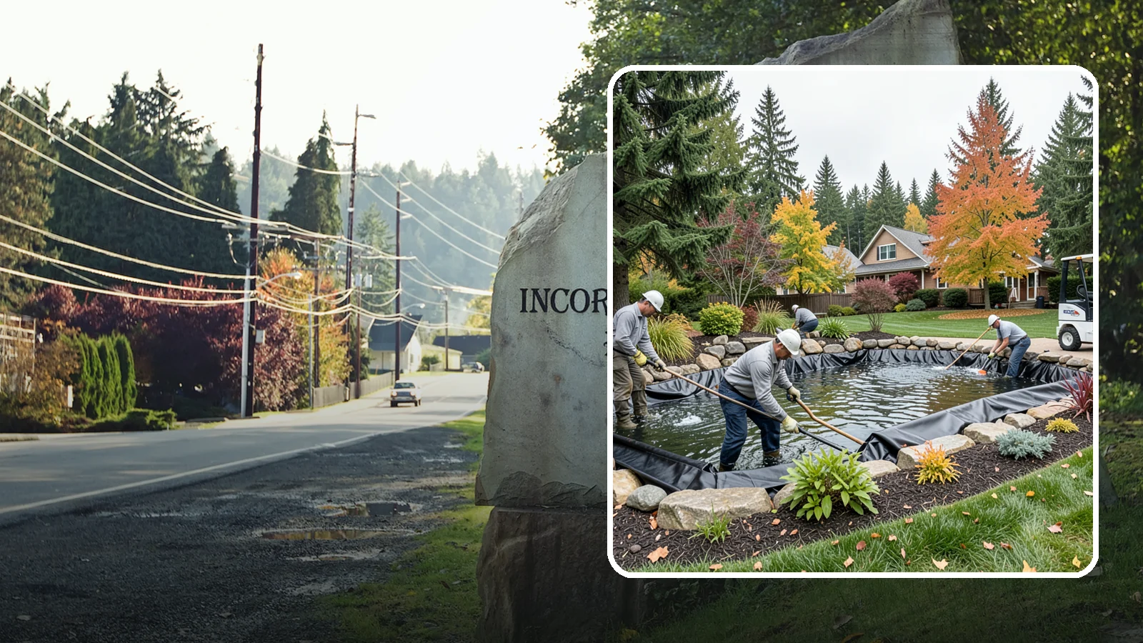 Pond Liner Replacement in Wilkeson, Pierce County, WA - We remove failed pond liners and install new, properly sized liners for a watertight, long-lasting feature.