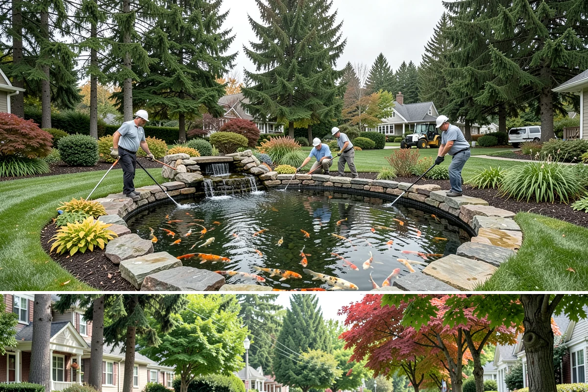 Pond Maintenance in Beaux Arts Village, King County, WA - Delivered on a seasonal program through the year.