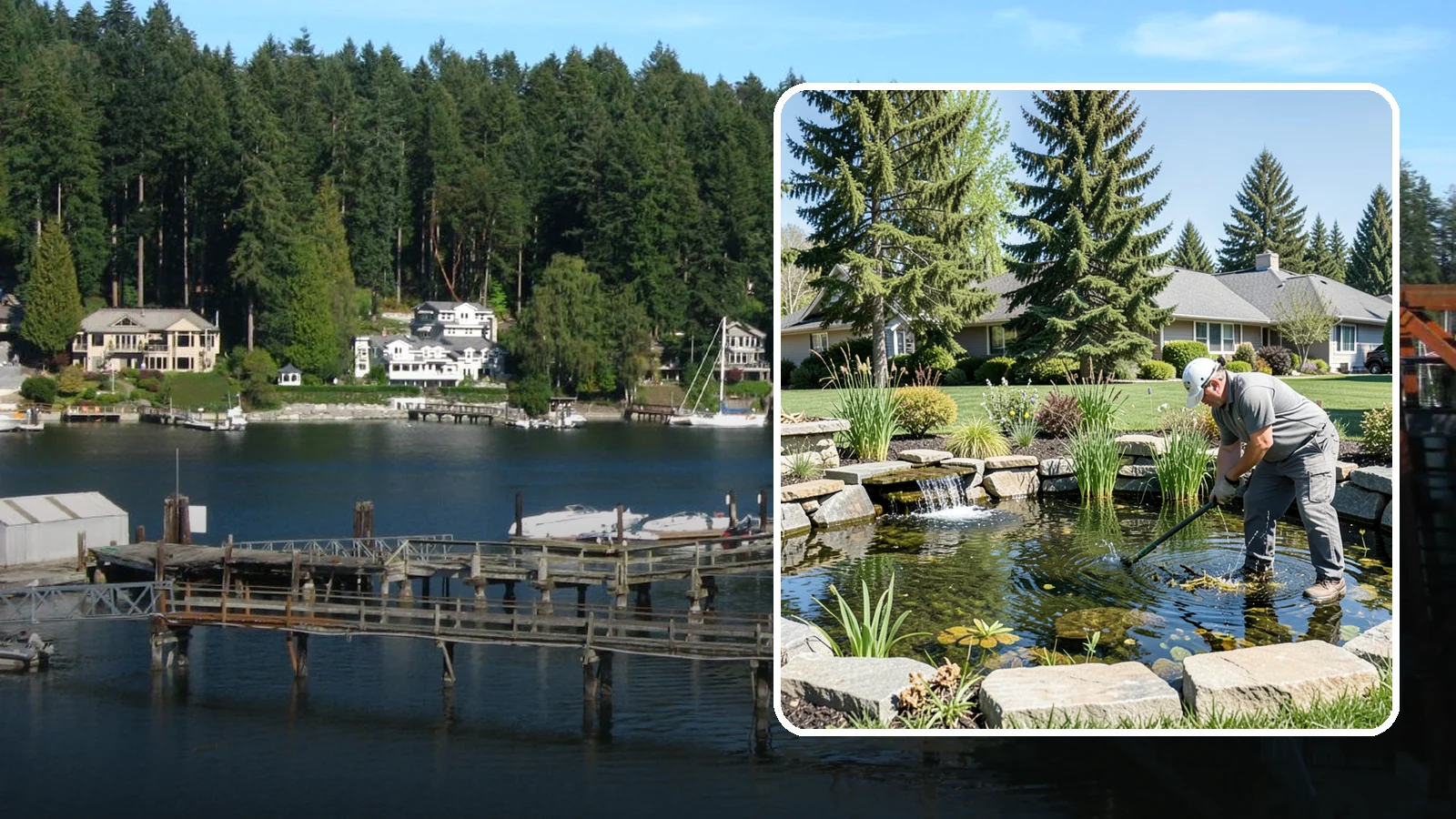 Pond Maintenance in Gig Harbor, Pierce County, WA - Ongoing pond maintenance that keeps water clear, features running, and the ecosystem healthy year-round.