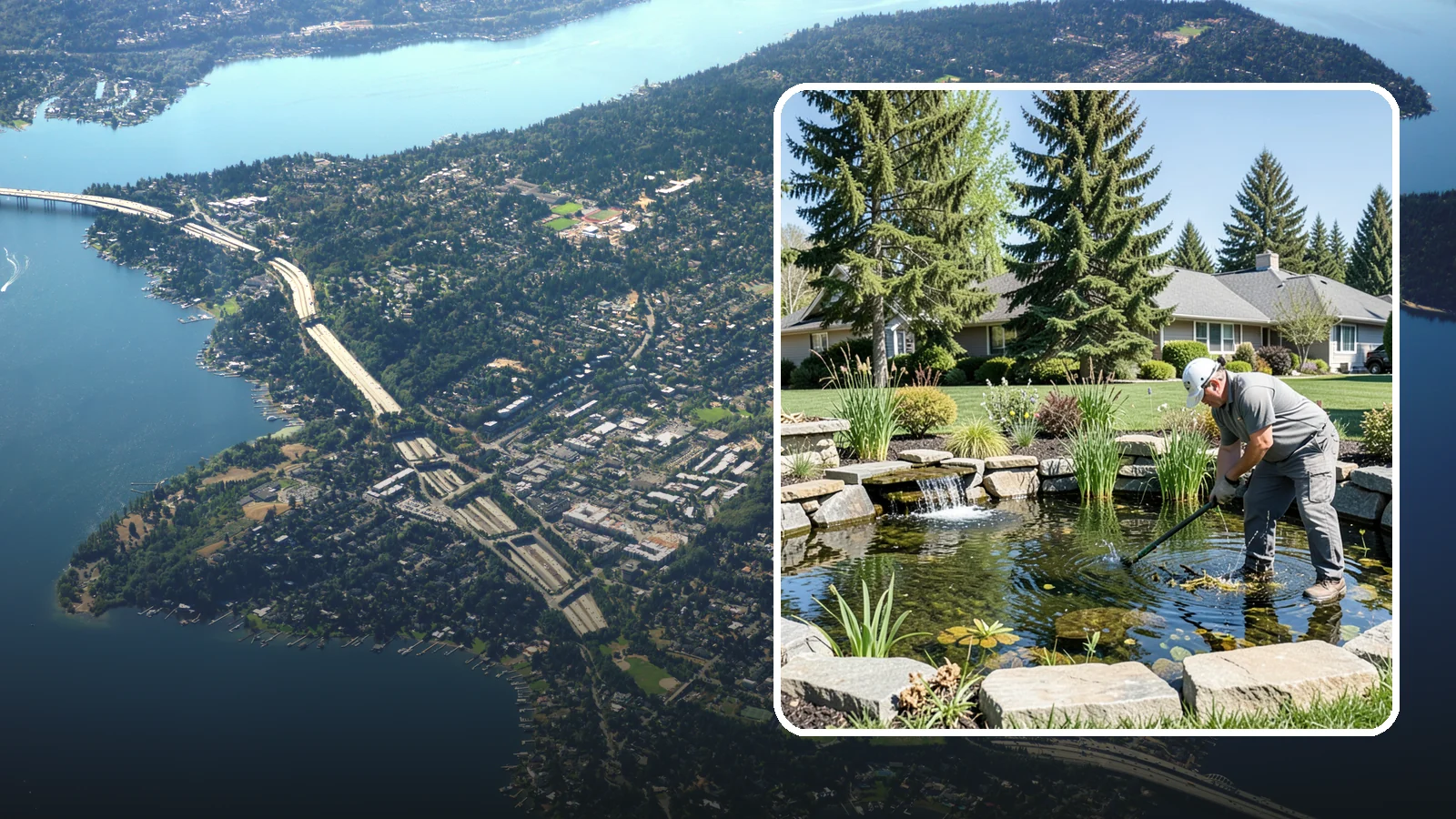 Pond Maintenance in Mercer Island, King County, WA - Ongoing pond maintenance that keeps water clear, features running, and the ecosystem healthy year-round.