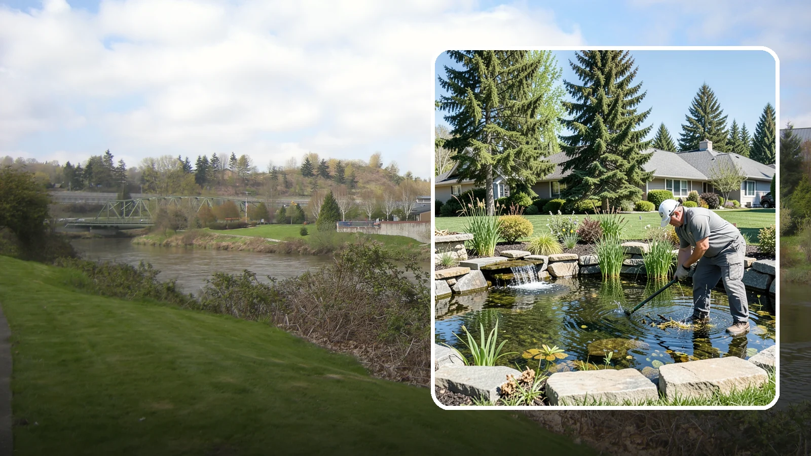 Pond Maintenance in Tukwila, King County, WA - Ongoing pond maintenance that keeps water clear, features running, and the ecosystem healthy year-round.