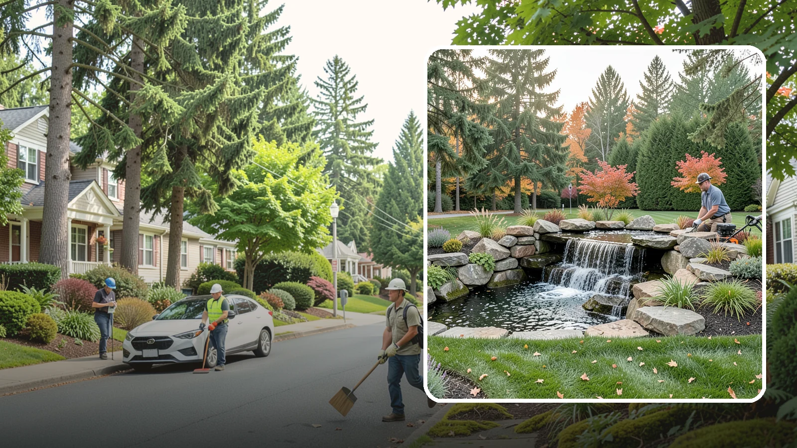 Pondless Waterfall in Beaux Arts Village, King County, WA - Disappearing waterfalls that deliver the sound and beauty of moving water with no open pond to maintain.