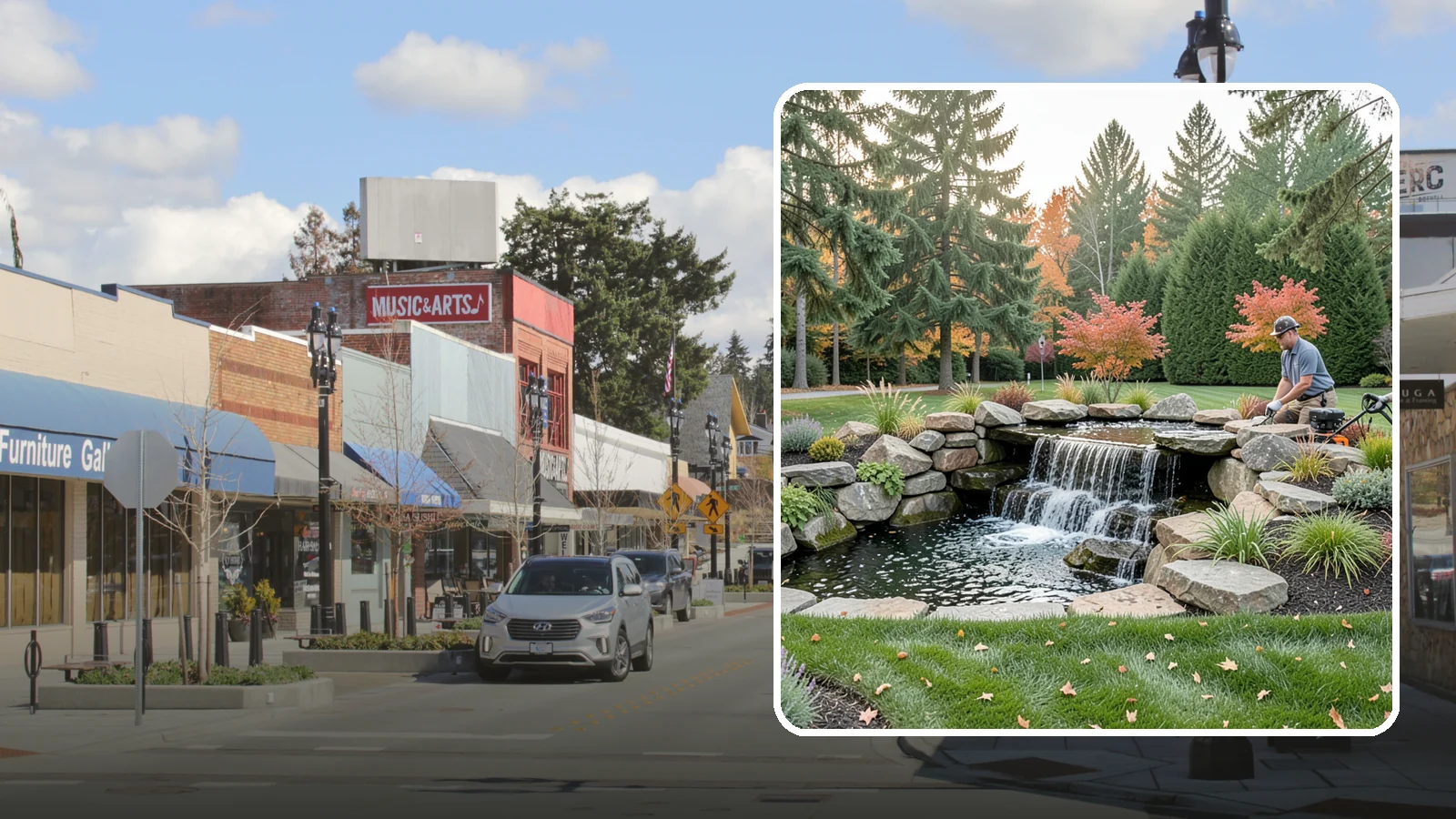 Pondless Waterfall in Bothell, King County, WA - Disappearing waterfalls that deliver the sound and beauty of moving water with no open pond to maintain.