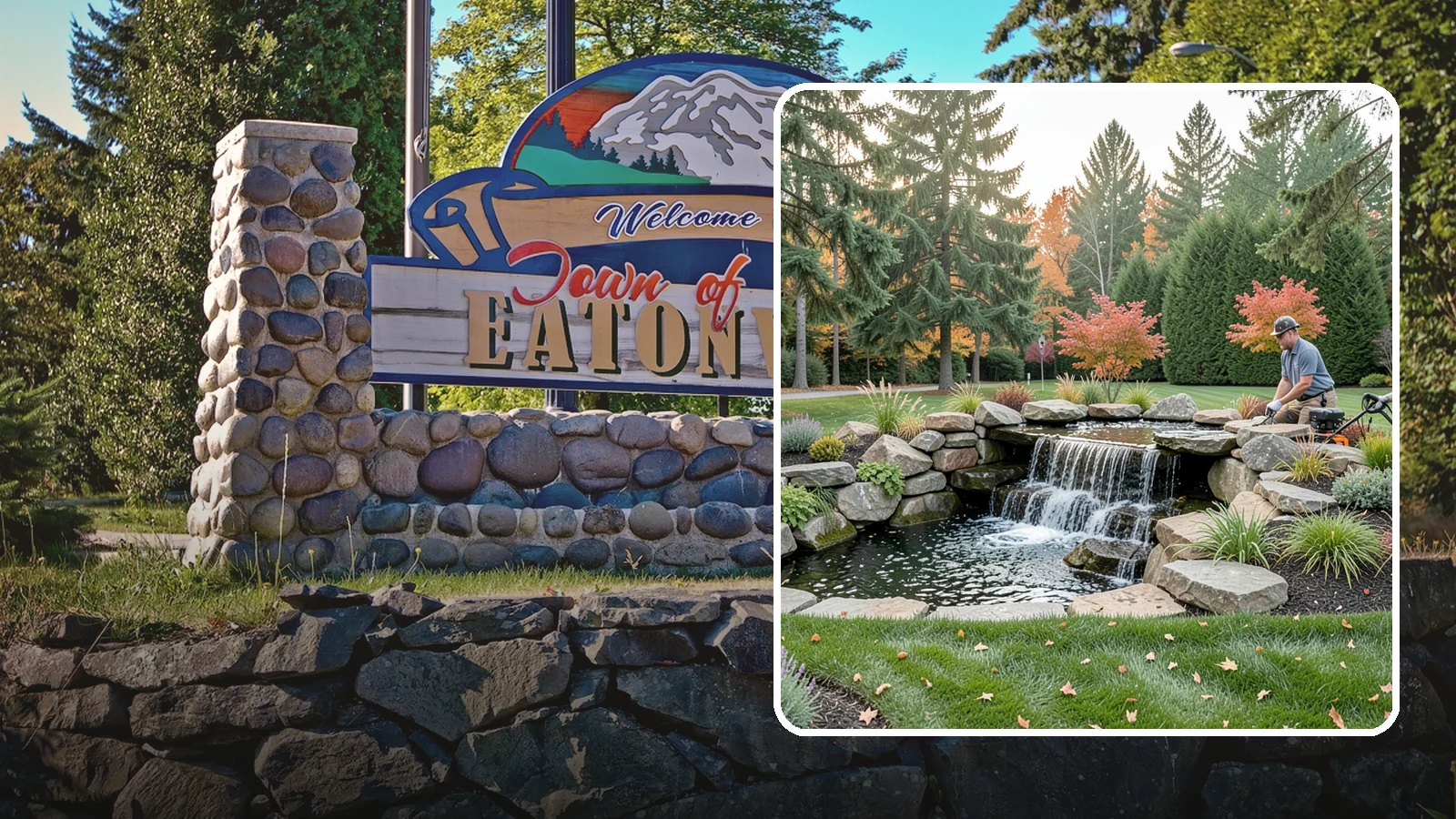 Pondless Waterfall in Eatonville, Pierce County, WA - Disappearing waterfalls that deliver the sound and beauty of moving water with no open pond to maintain.