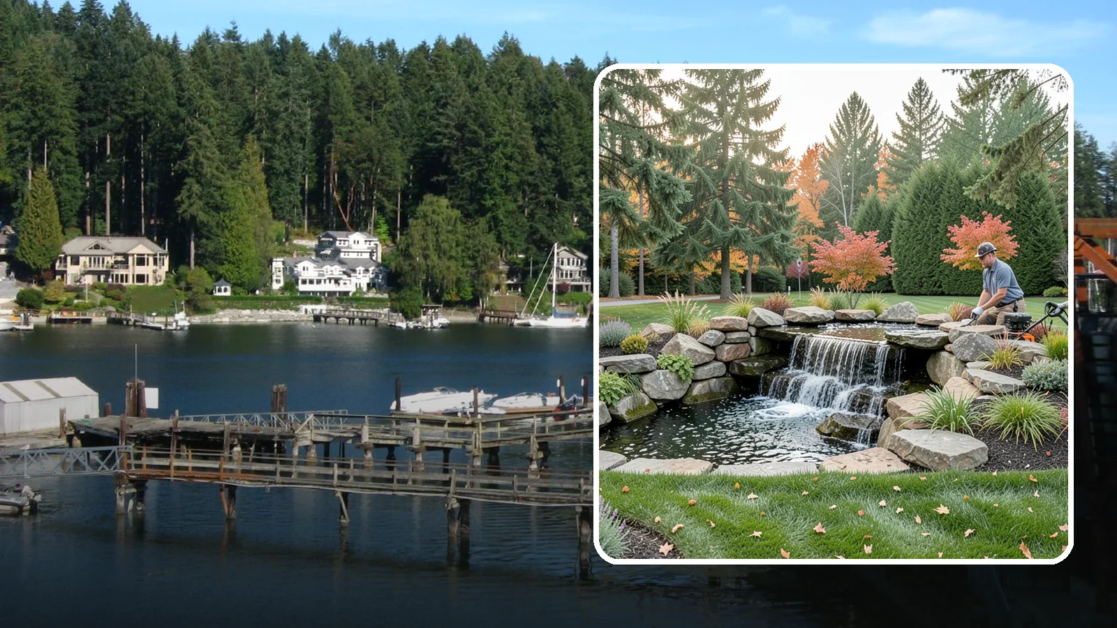 Pondless Waterfall in Gig Harbor, Pierce County, WA - Disappearing waterfalls that deliver the sound and beauty of moving water with no open pond to maintain.