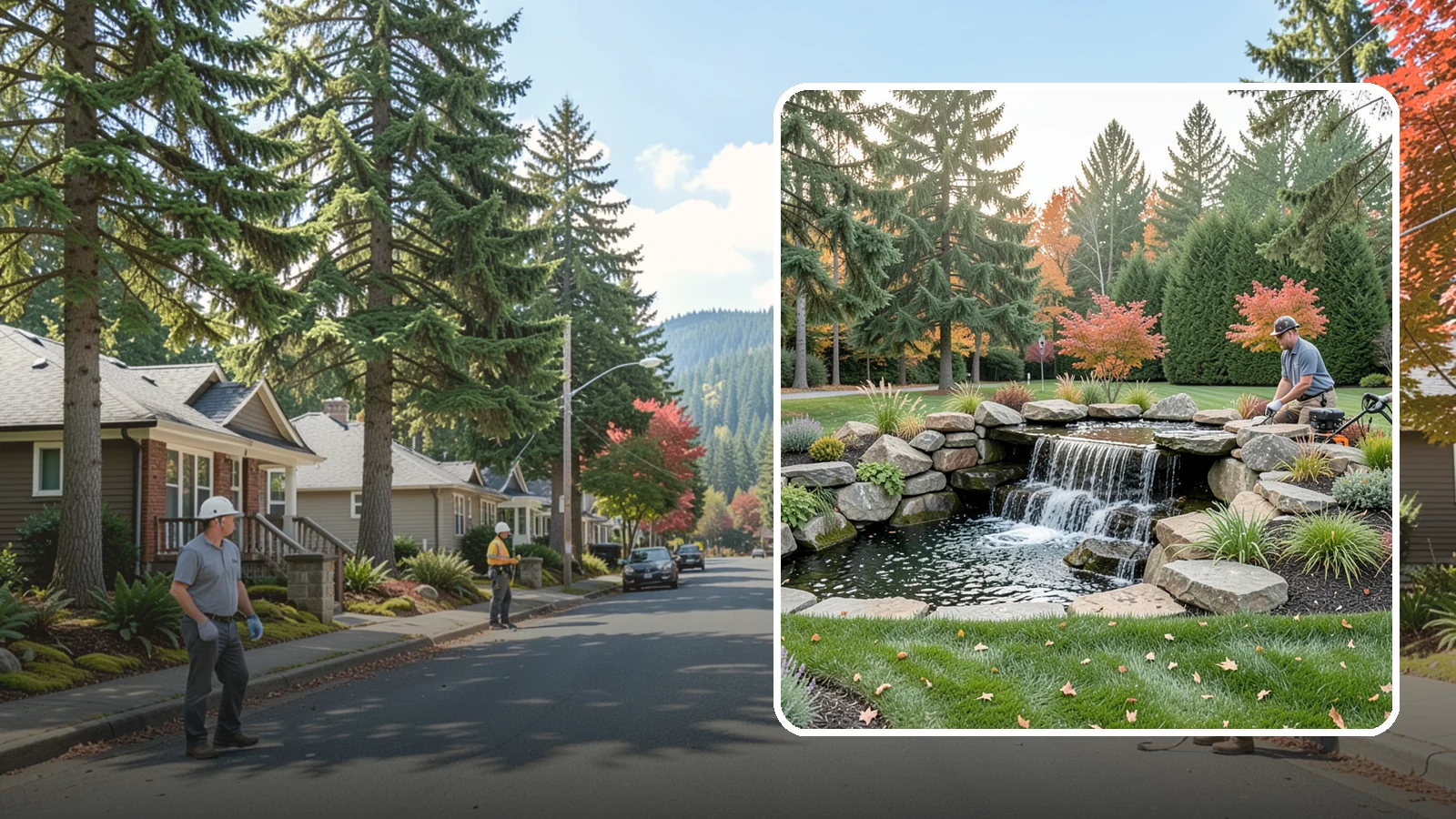 Pondless Waterfall in Hunts Point, King County, WA - Disappearing waterfalls that deliver the sound and beauty of moving water with no open pond to maintain.